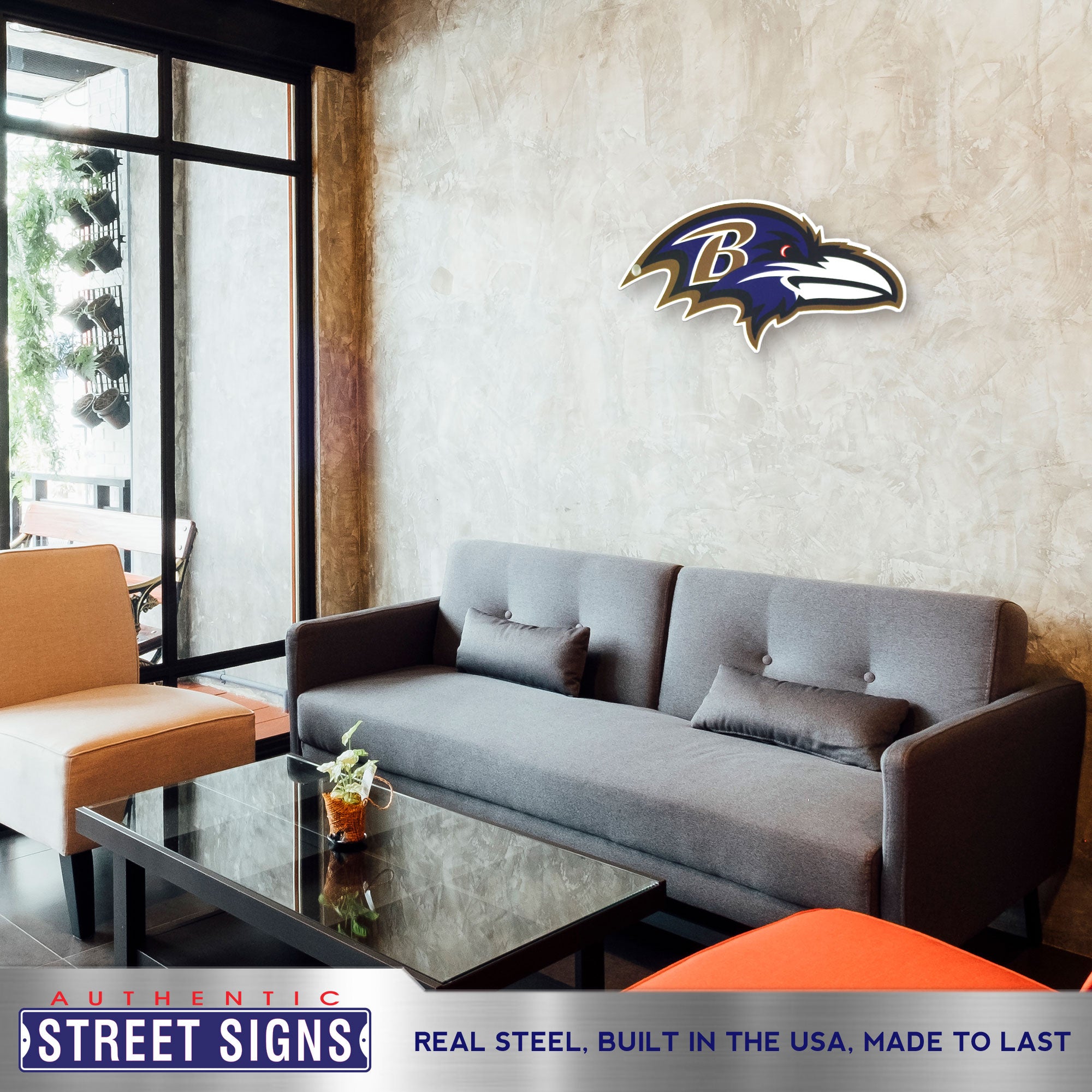 Baltimore Ravens 24"x12" Statement Size Steel Laser Cut Sign