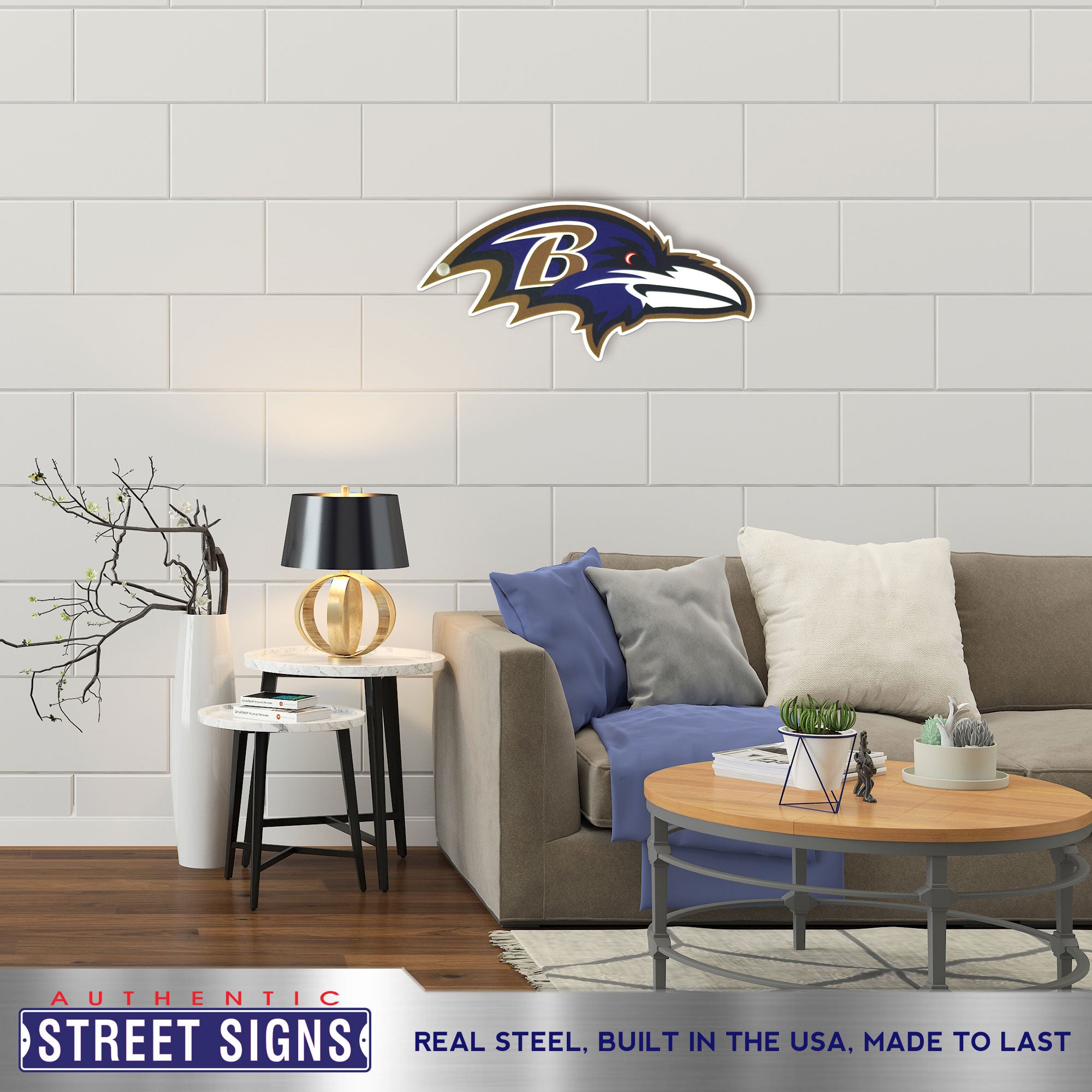 Baltimore Ravens 24"x12" Statement Size Steel Laser Cut Sign
