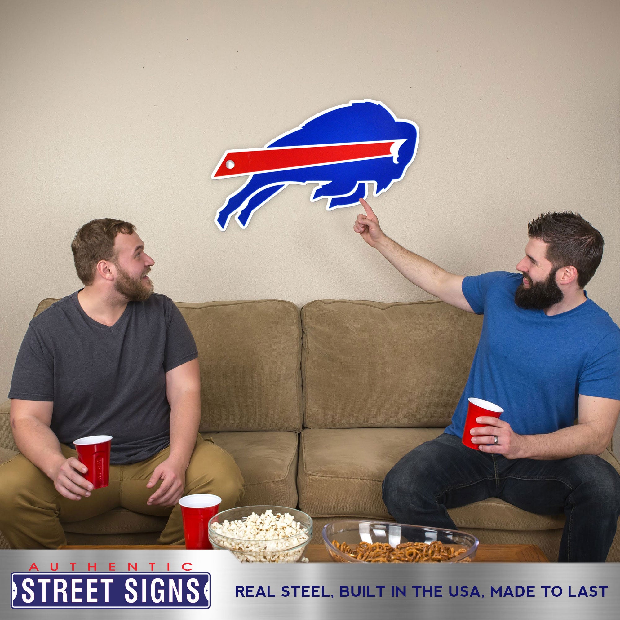 Buffalo Bills 24.5"x11.5"  Statement Size Steel Laser Cut Sign