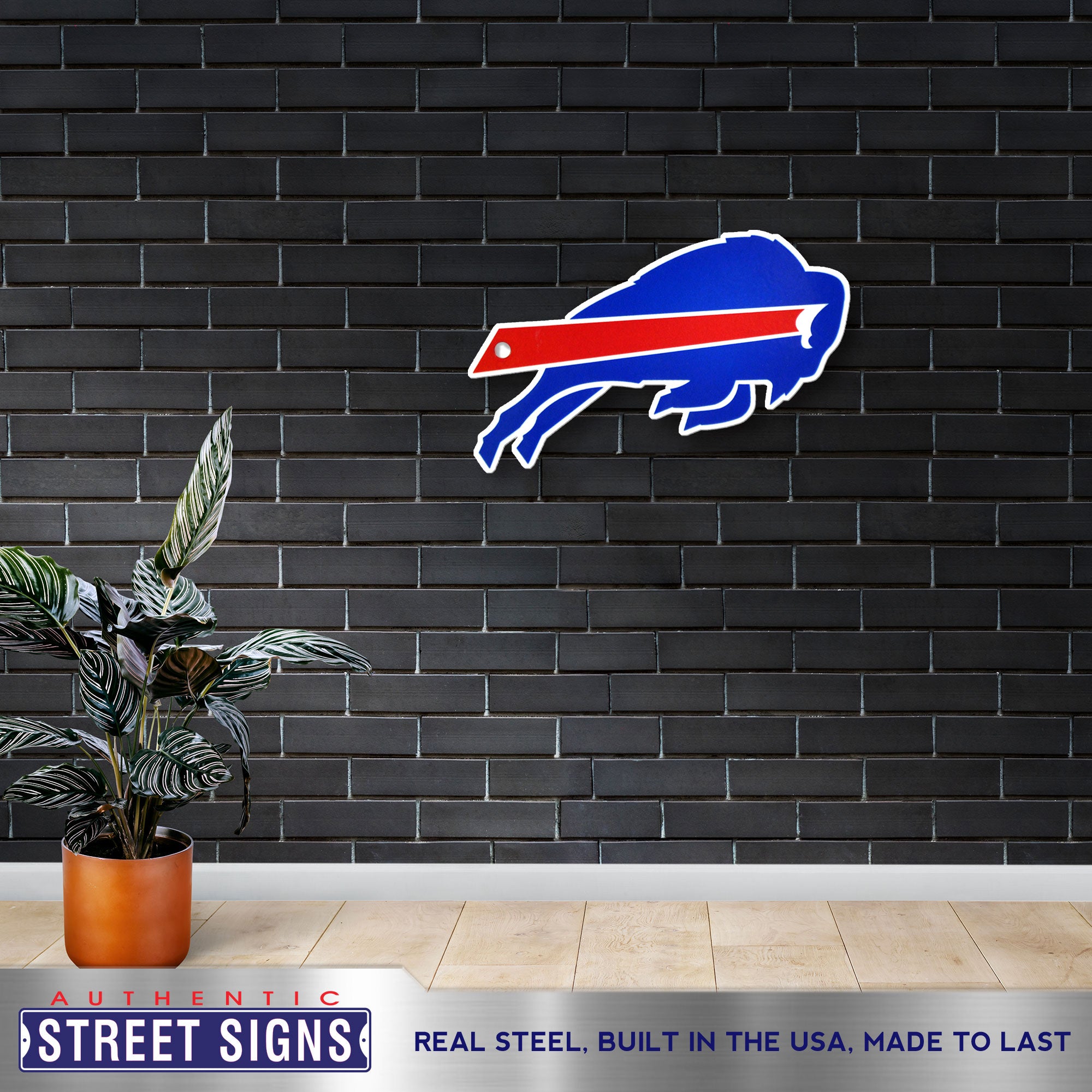 Buffalo Bills 24.5"x11.5"  Statement Size Steel Laser Cut Sign