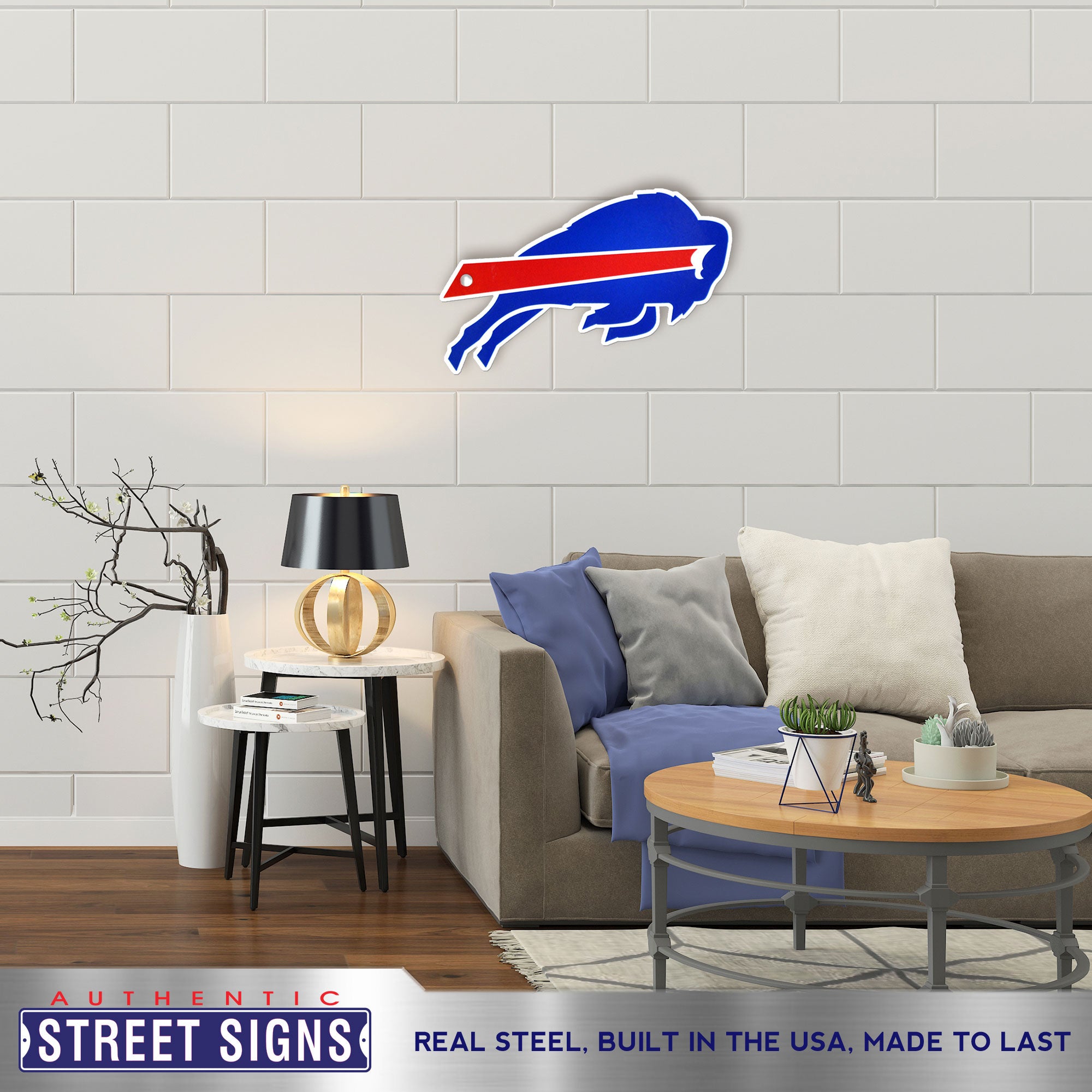 Buffalo Bills 24.5"x11.5"  Statement Size Steel Laser Cut Sign