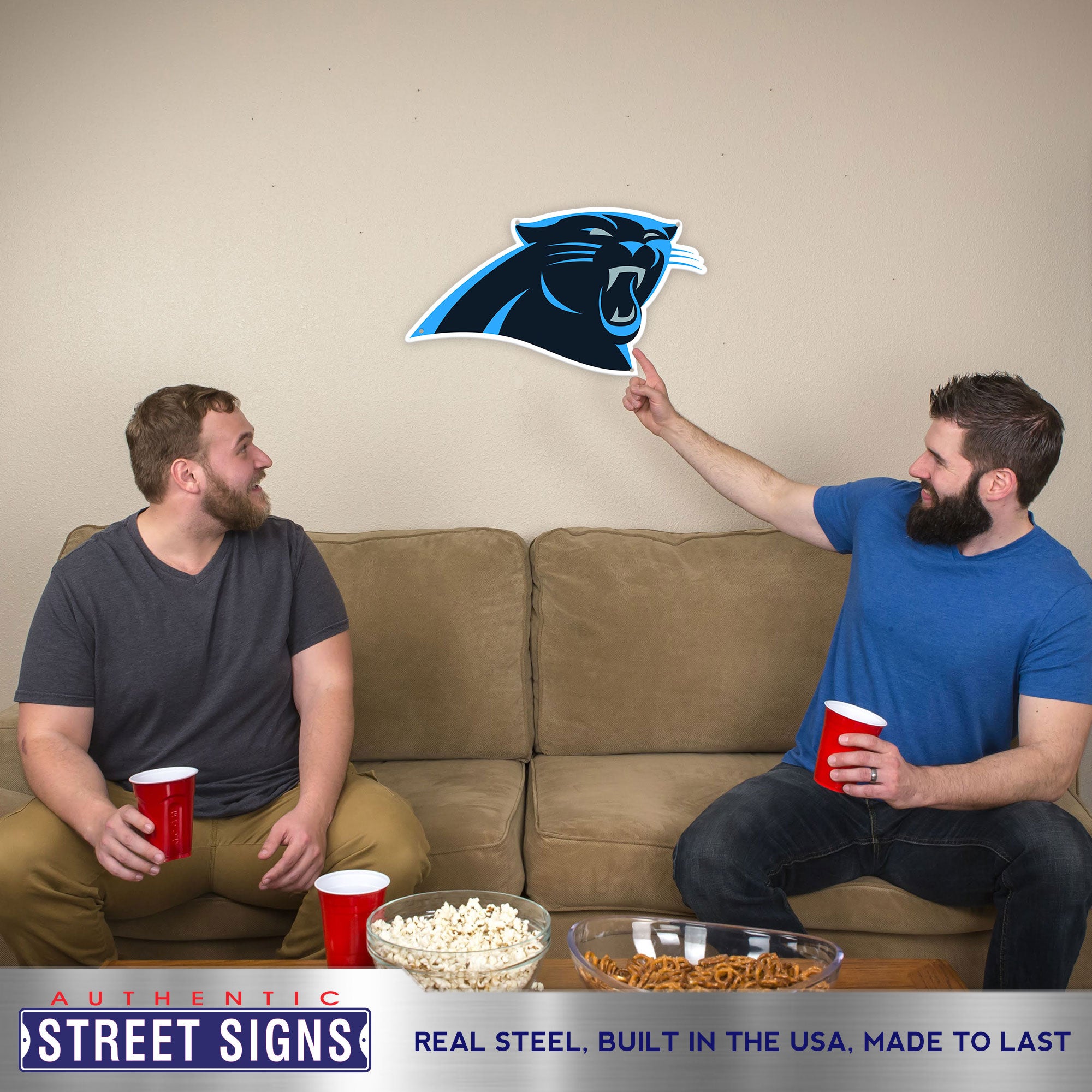 Carolina Panthers 24"x13" Statement Size Steel Laser Cut Sign