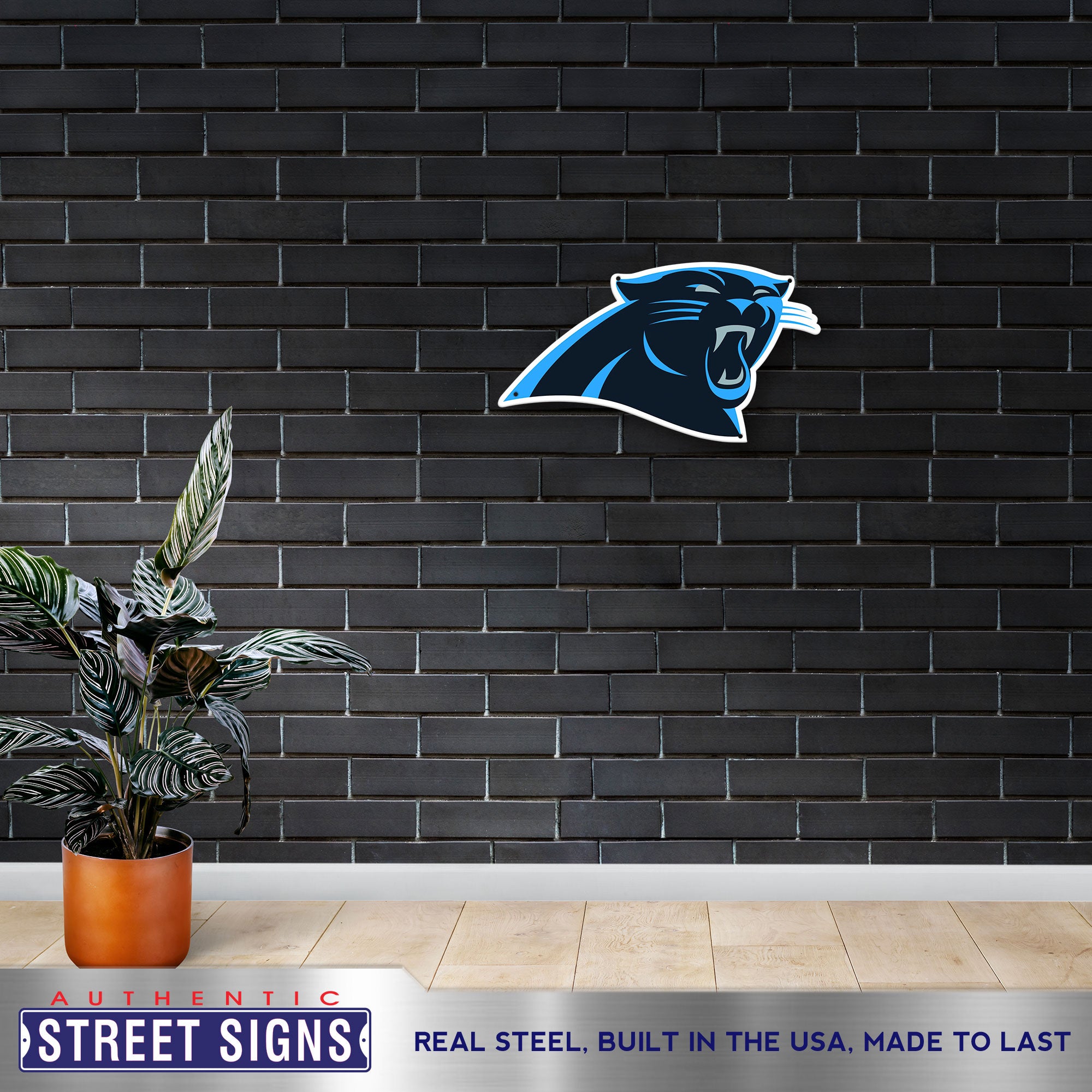 Carolina Panthers 24"x13" Statement Size Steel Laser Cut Sign