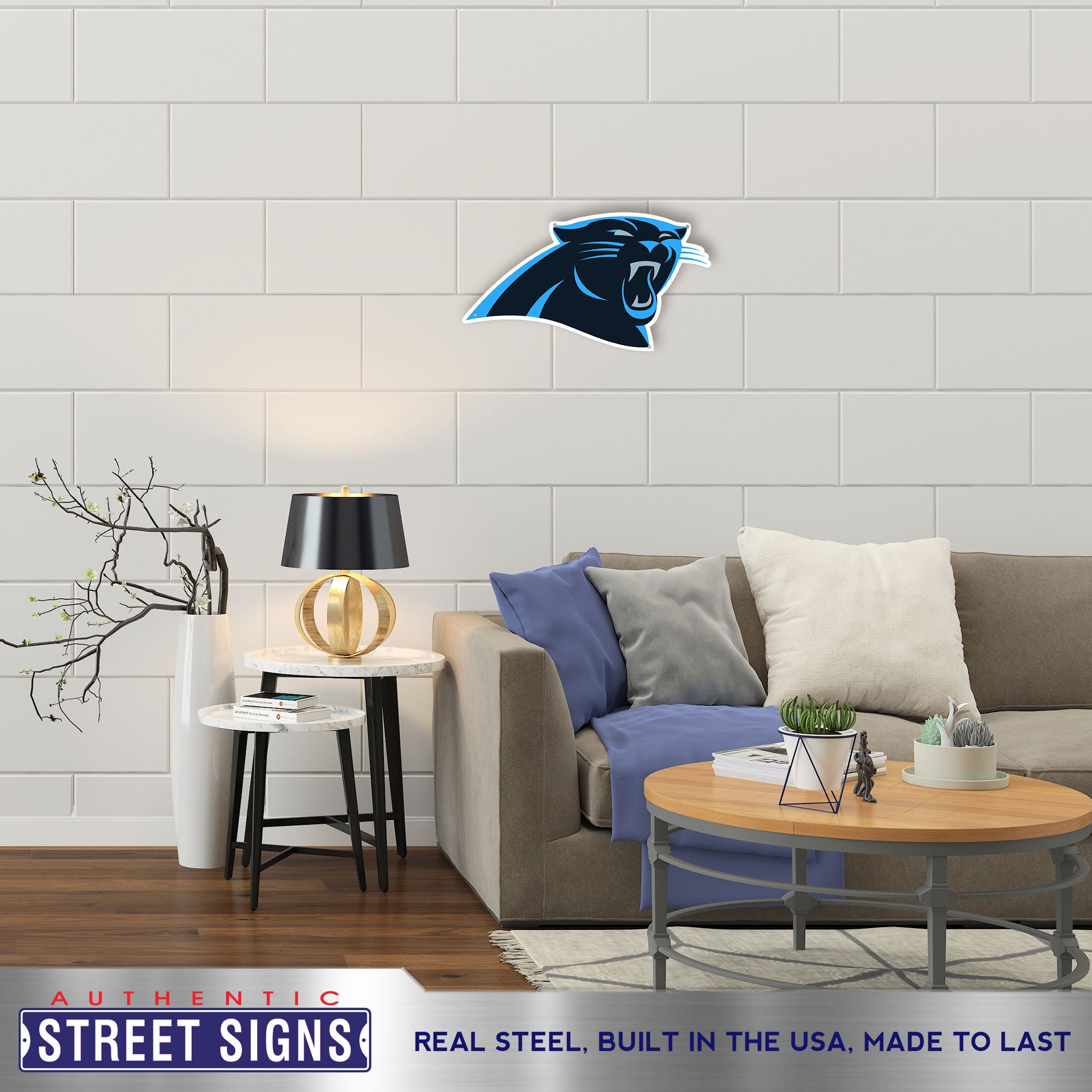 Carolina Panthers 24"x13" Statement Size Steel Laser Cut Sign