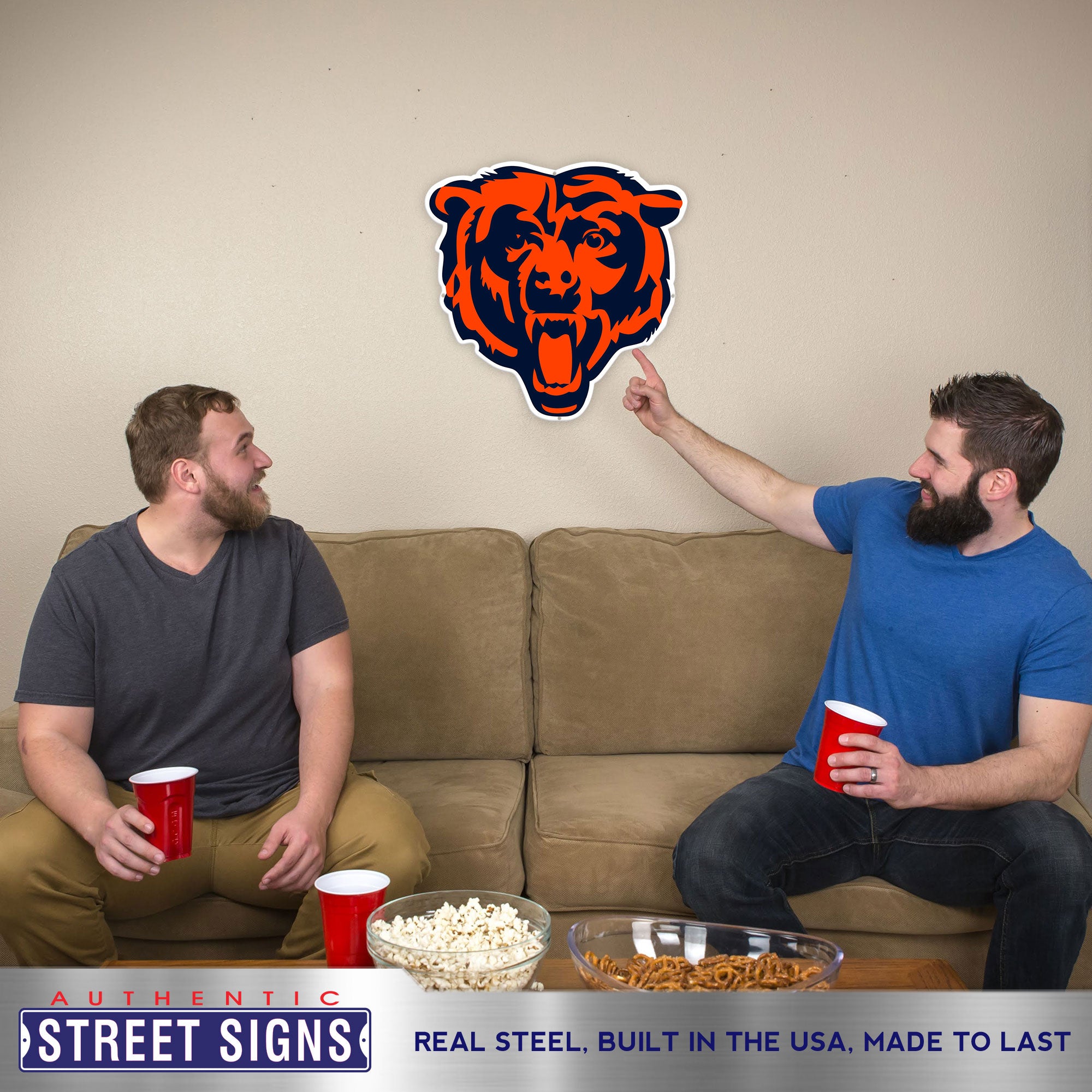 Chicago Bears 19" x 20"Statement Size Steel Laser Cut Sign