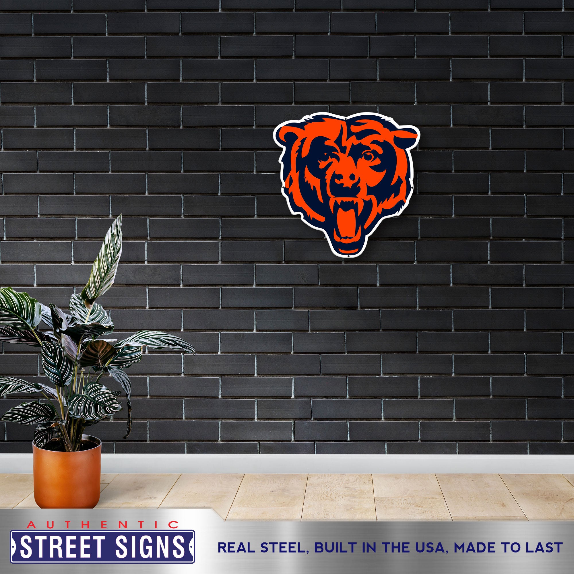 Chicago Bears 19" x 20"Statement Size Steel Laser Cut Sign