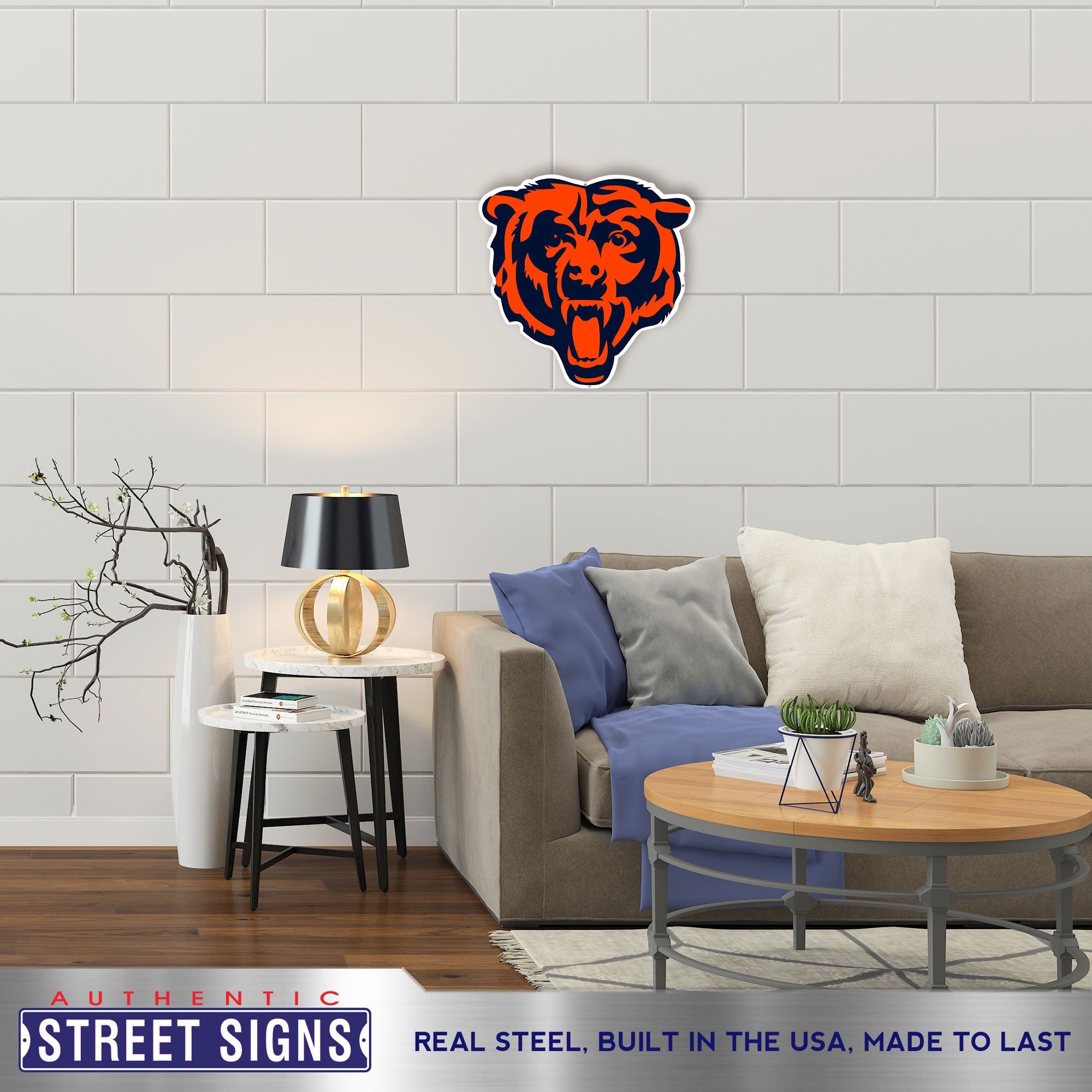 Chicago Bears 19" x 20"Statement Size Steel Laser Cut Sign