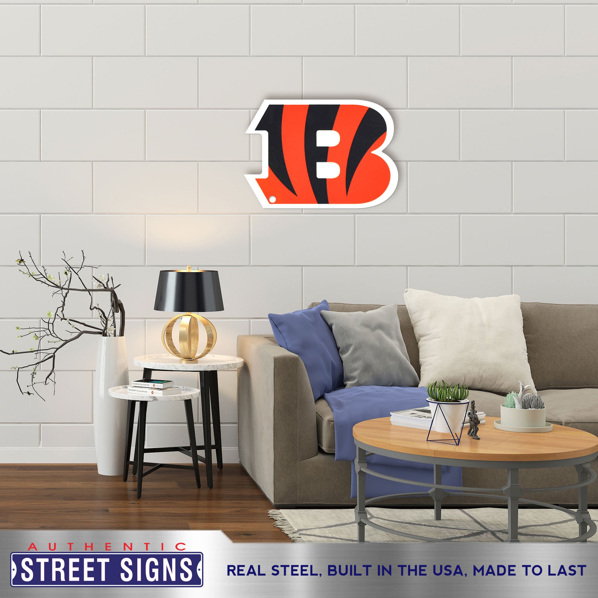 Cincinnati Bengals 20-24" Statement Size Steel Laser Cut Sign