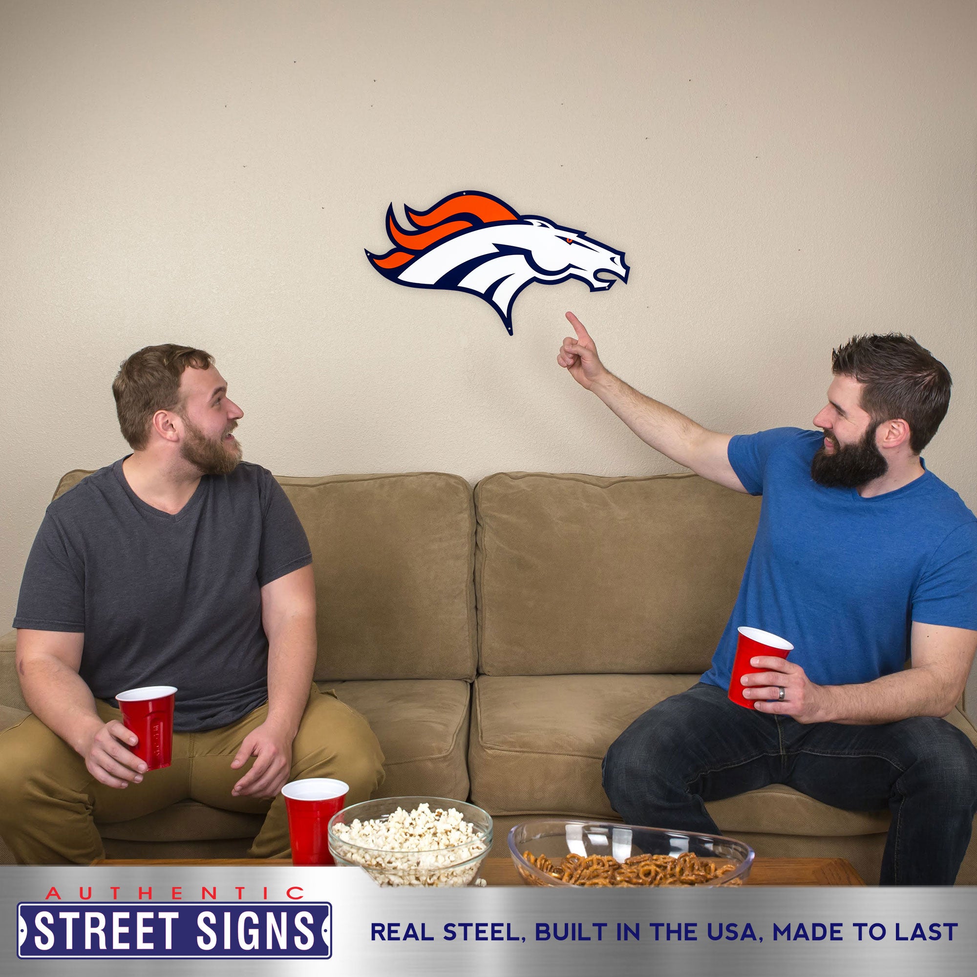 Denver Broncos 24" x 13" Statement Size Steel Laser Cut Sign