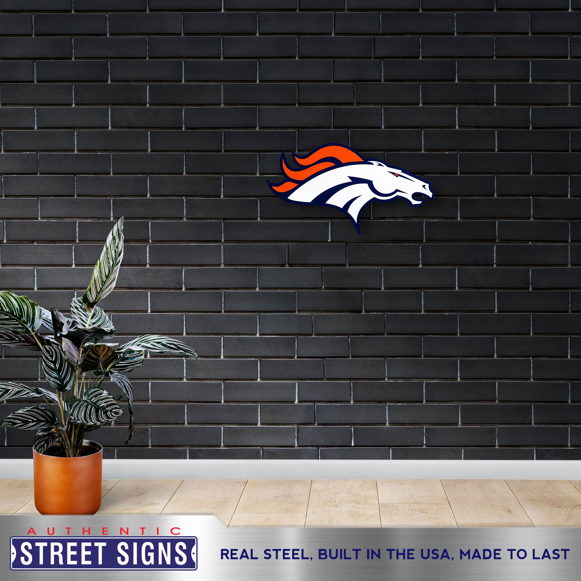 Denver Broncos 24" x 13" Statement Size Steel Laser Cut Sign