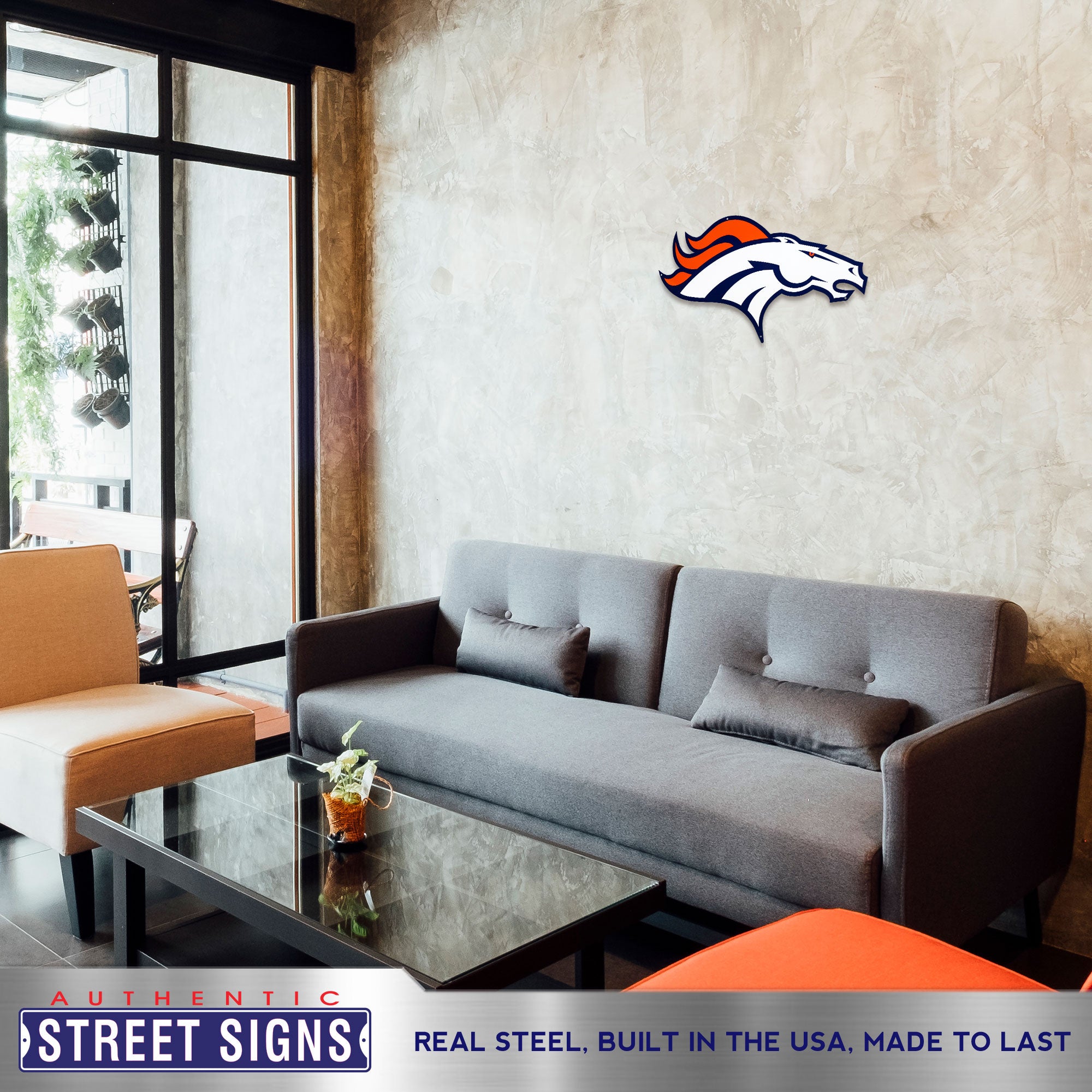 Denver Broncos 24" x 13" Statement Size Steel Laser Cut Sign