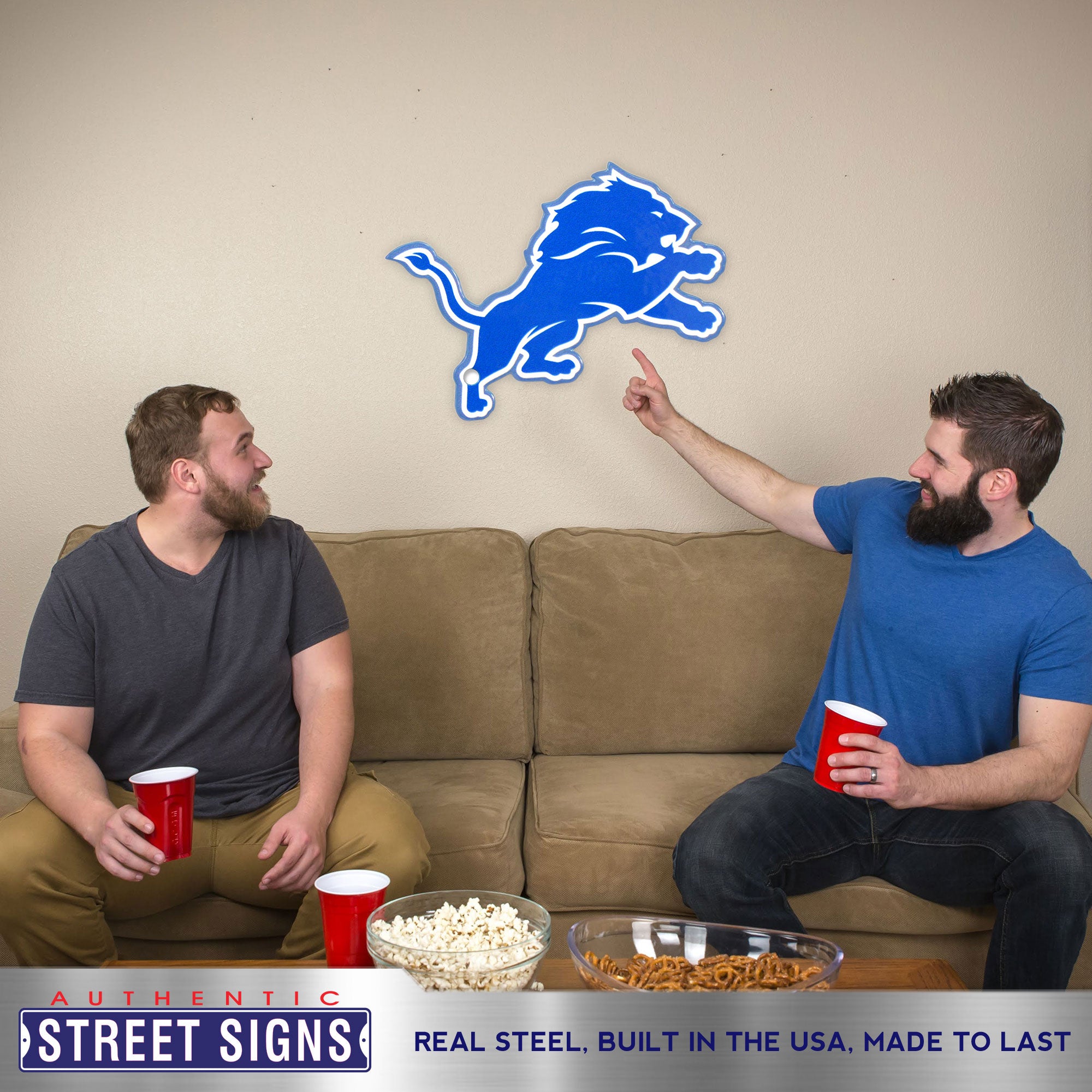 Detroit Lions 24" x 15" Statement Size Steel Laser Cut Sign