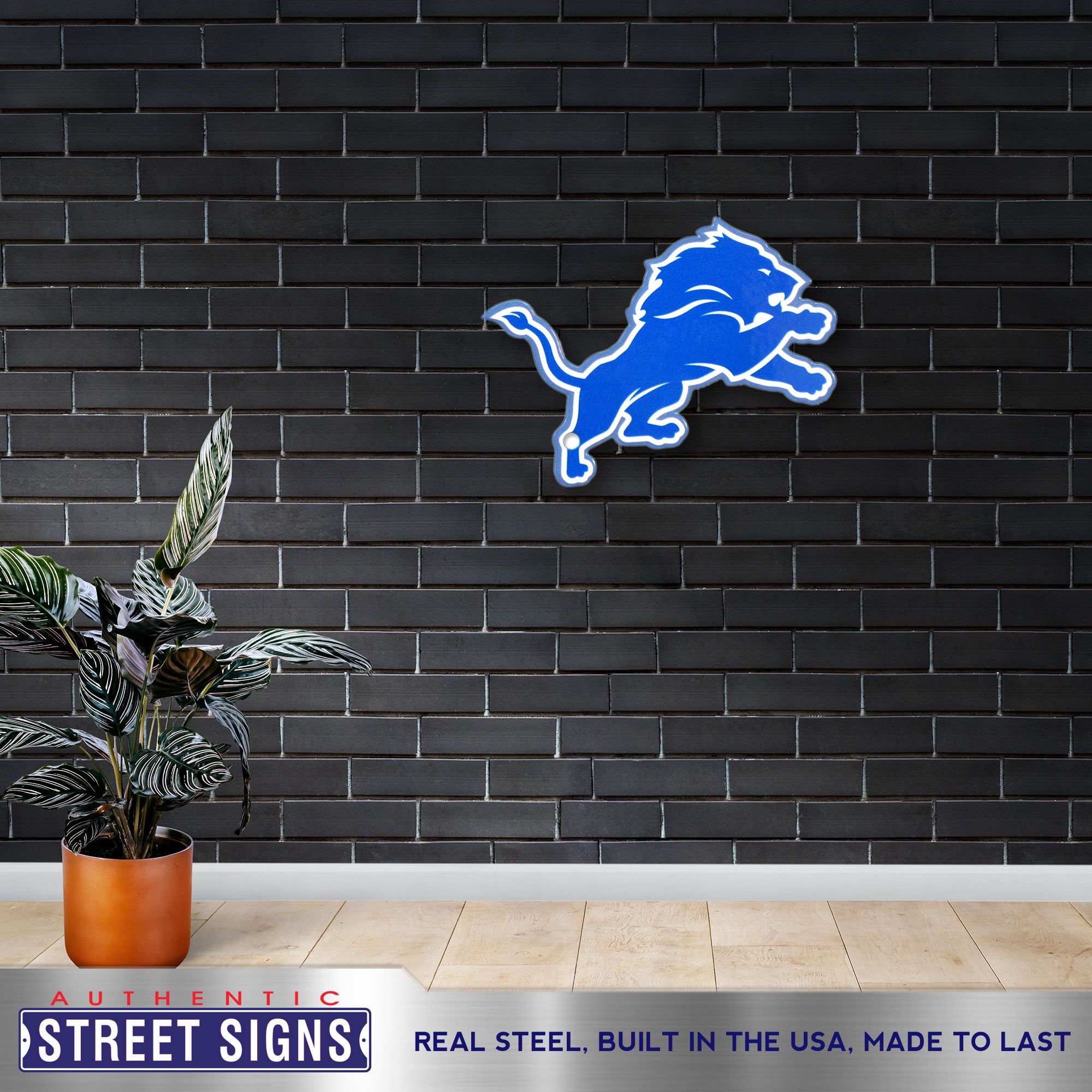 Detroit Lions 24" x 15" Statement Size Steel Laser Cut Sign