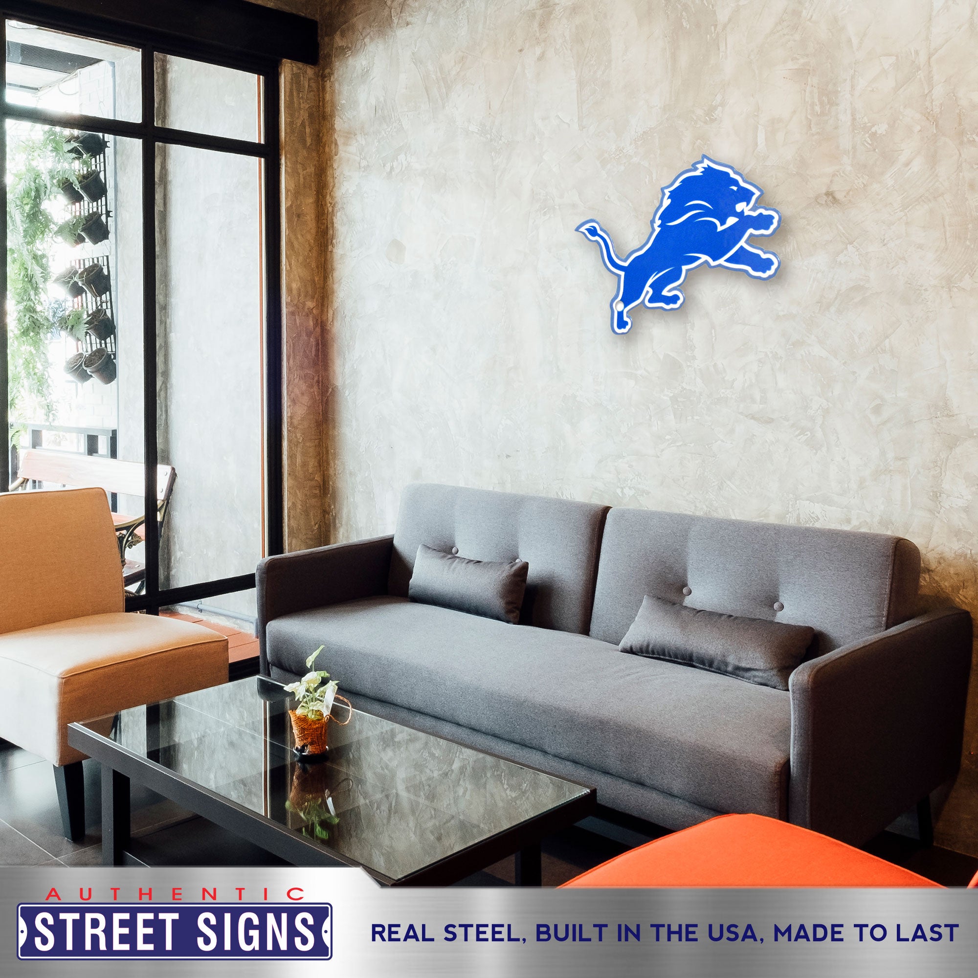 Detroit Lions 24" x 15" Statement Size Steel Laser Cut Sign