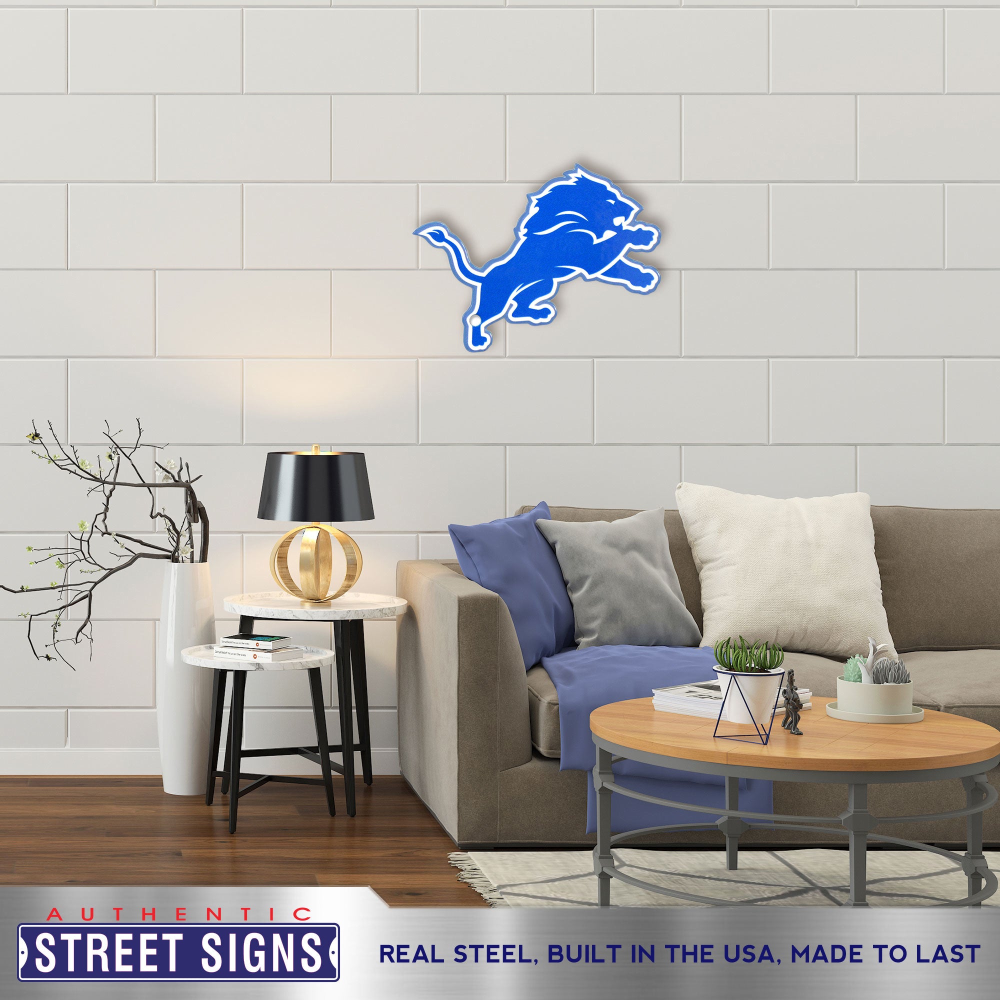 Detroit Lions 24" x 15" Statement Size Steel Laser Cut Sign