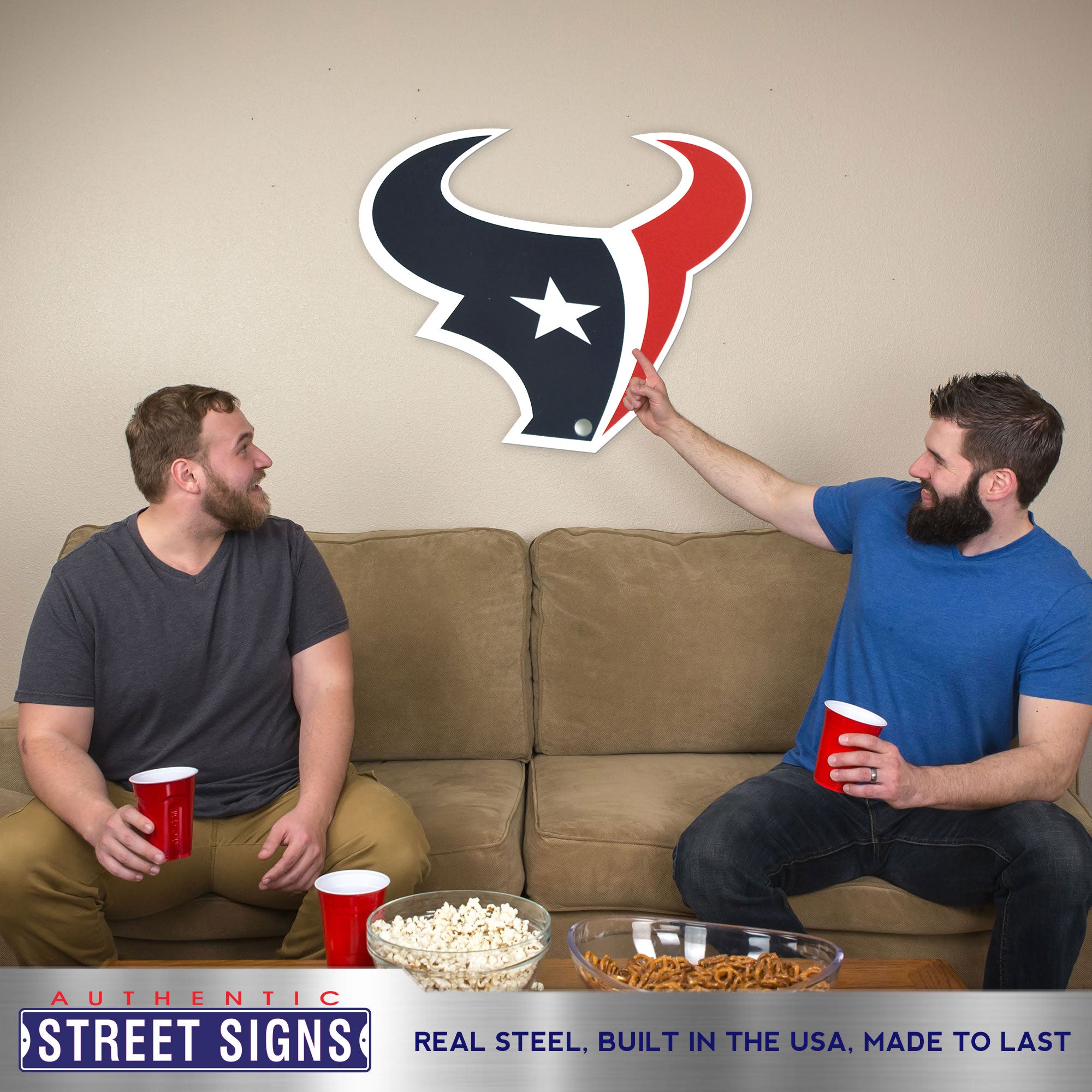Houston Texans 20.5"x17.5" Statement Size Steel Laser Cut Sign