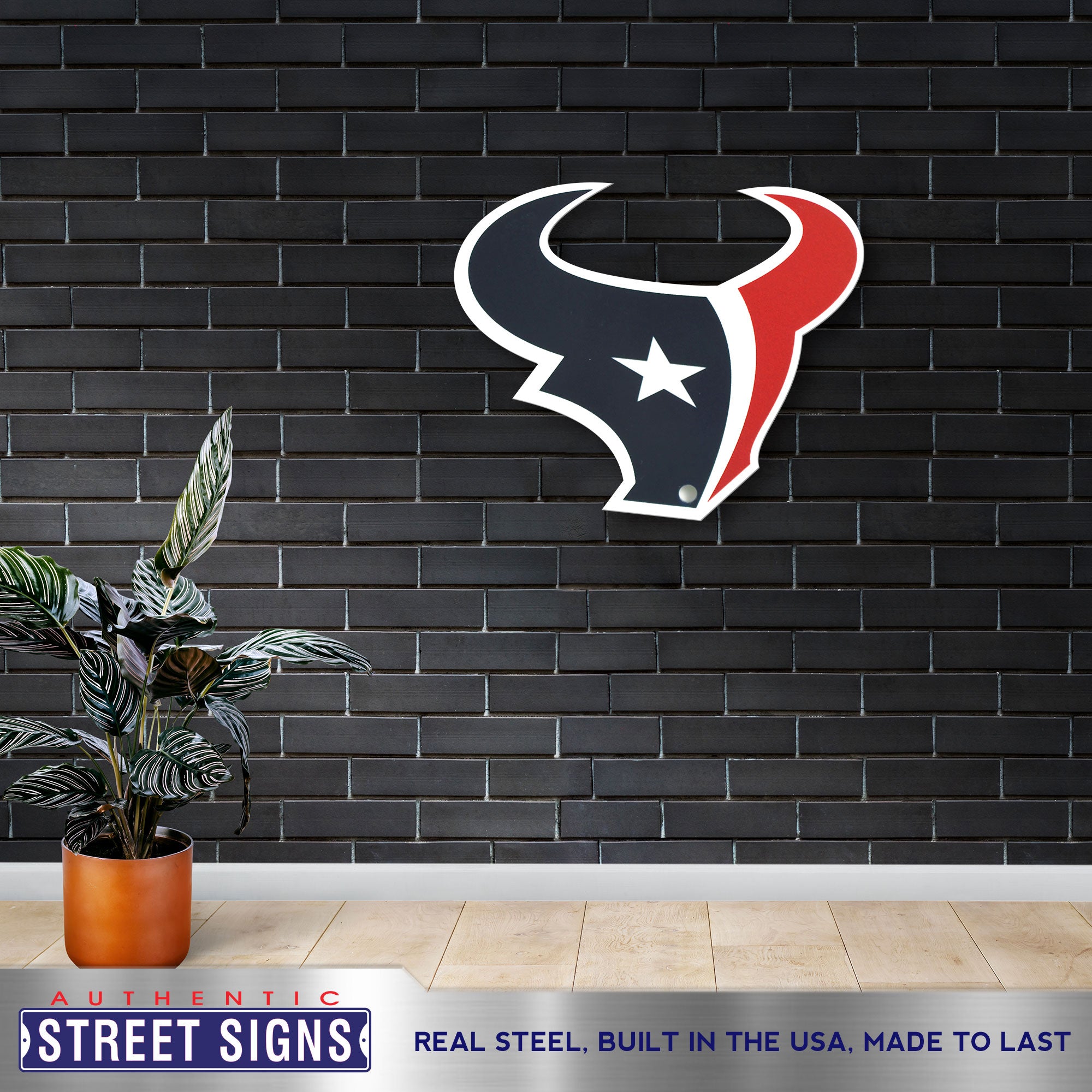 Houston Texans 20.5"x17.5" Statement Size Steel Laser Cut Sign