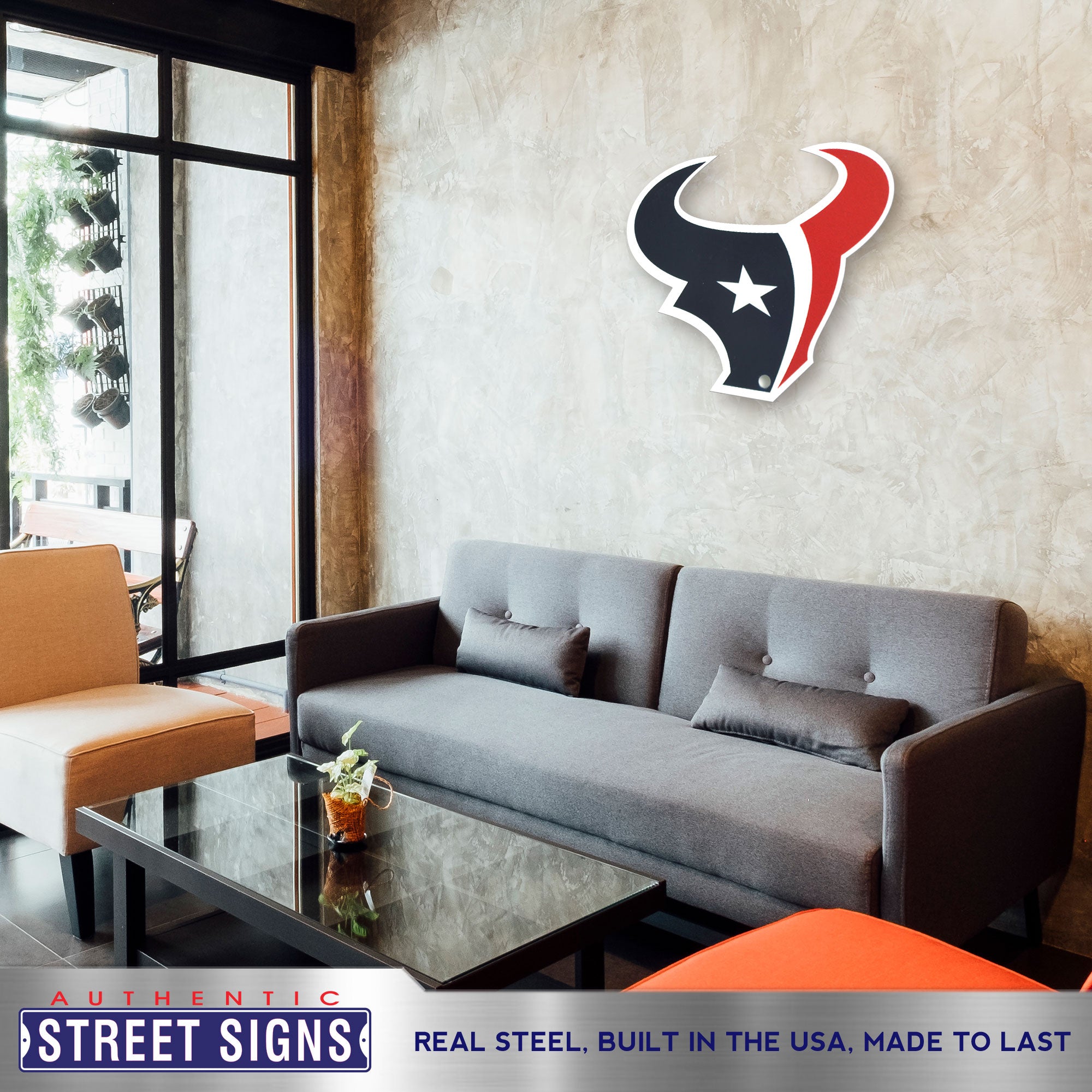 Houston Texans 20.5"x17.5" Statement Size Steel Laser Cut Sign