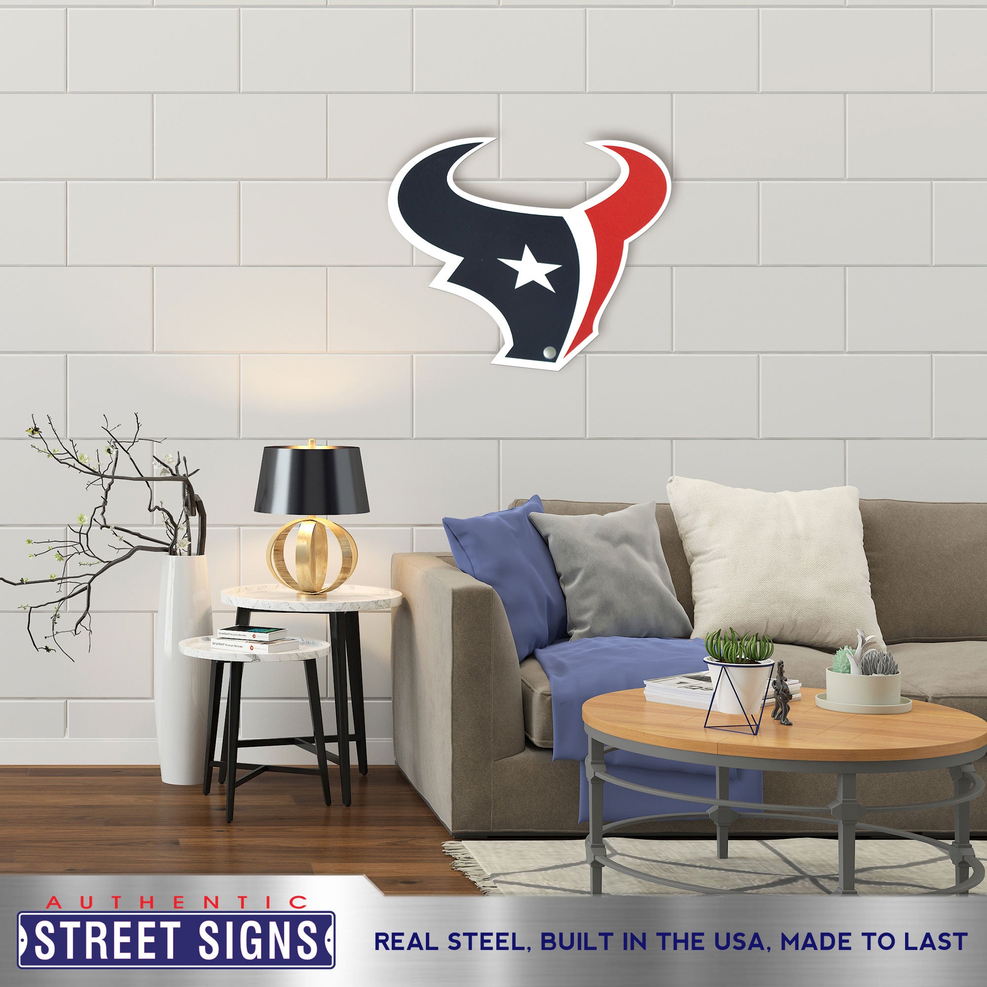 Houston Texans 20.5"x17.5" Statement Size Steel Laser Cut Sign
