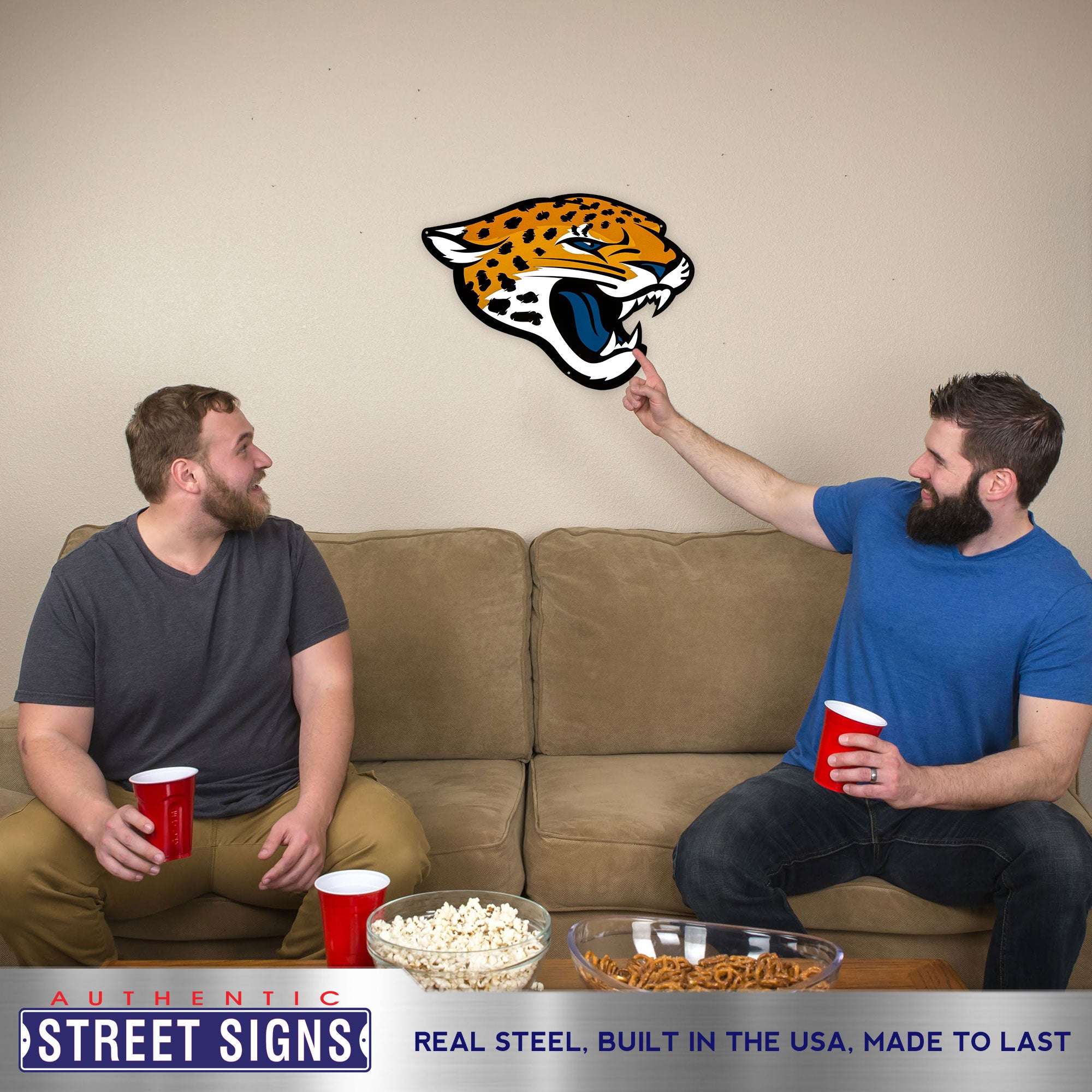 Jacksonville Jaguars 20.5"x15.5" Statement Size Steel Laser Cut Sign
