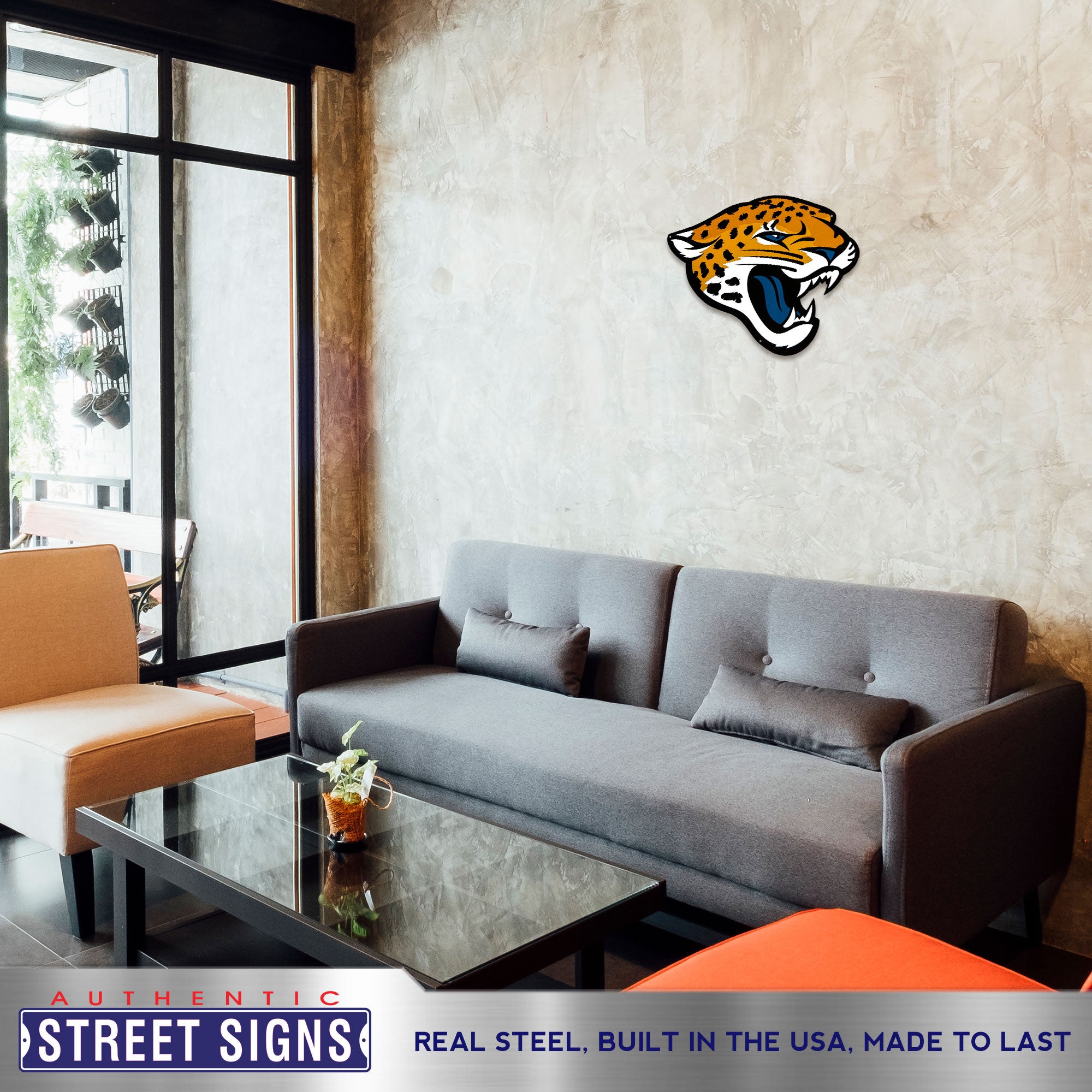 Jacksonville Jaguars 20.5"x15.5" Statement Size Steel Laser Cut Sign