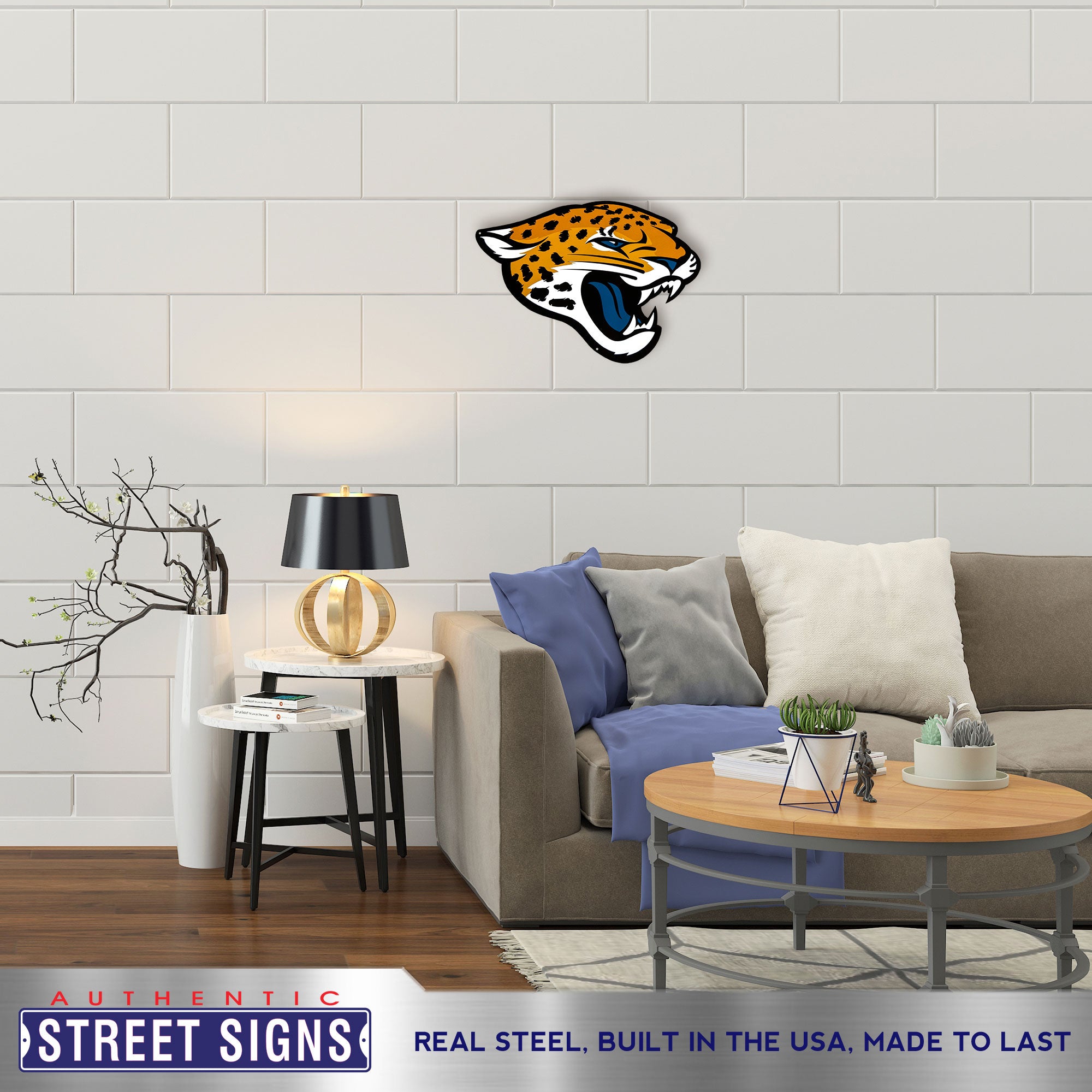 Jacksonville Jaguars 20.5"x15.5" Statement Size Steel Laser Cut Sign