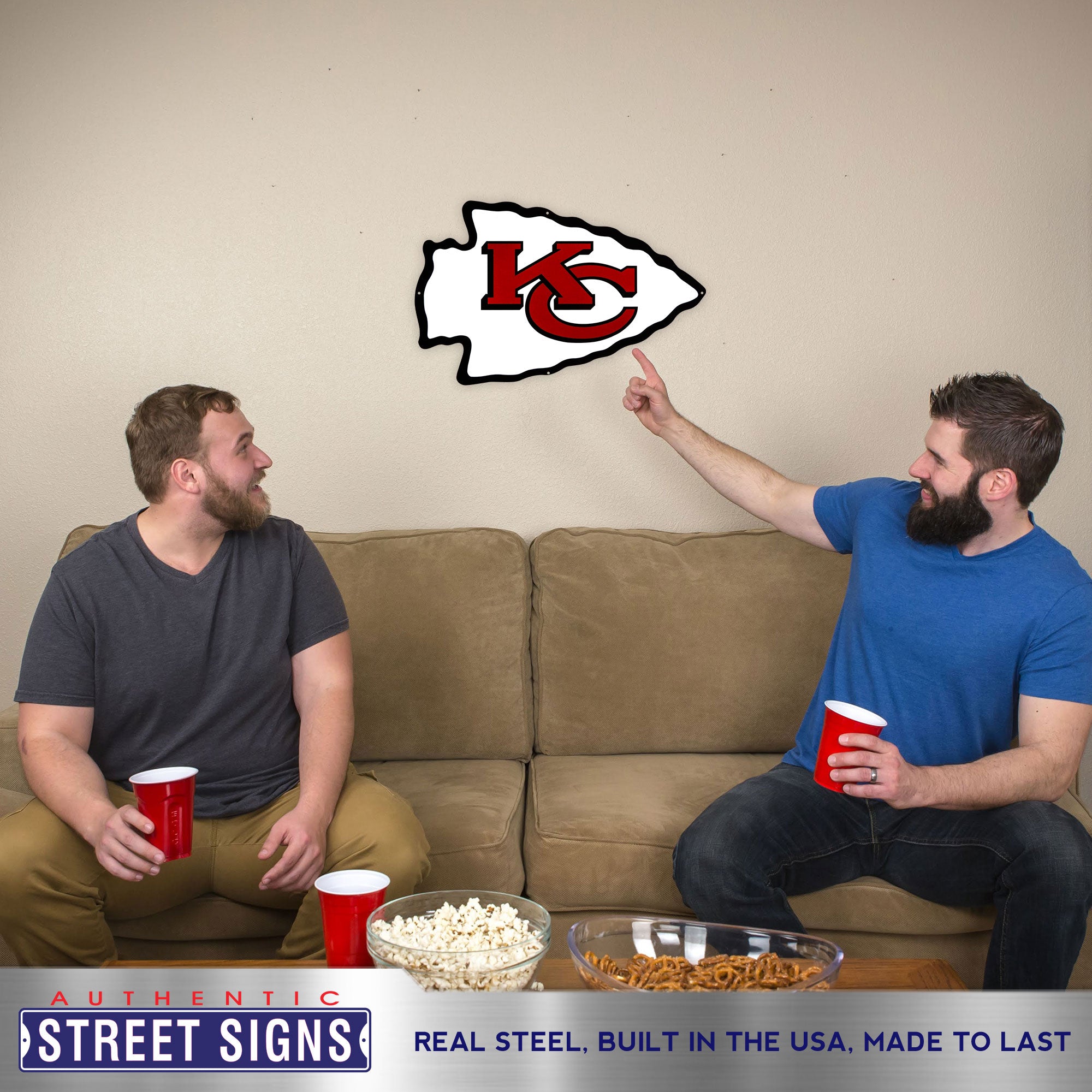 Kansas City Chiefs 24" x 15" Statement Size Steel Laser Cut Sign