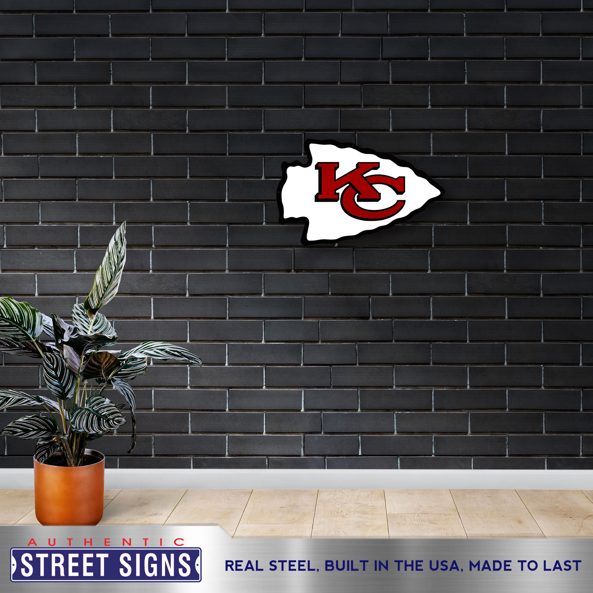 Kansas City Chiefs 24" x 15" Statement Size Steel Laser Cut Sign