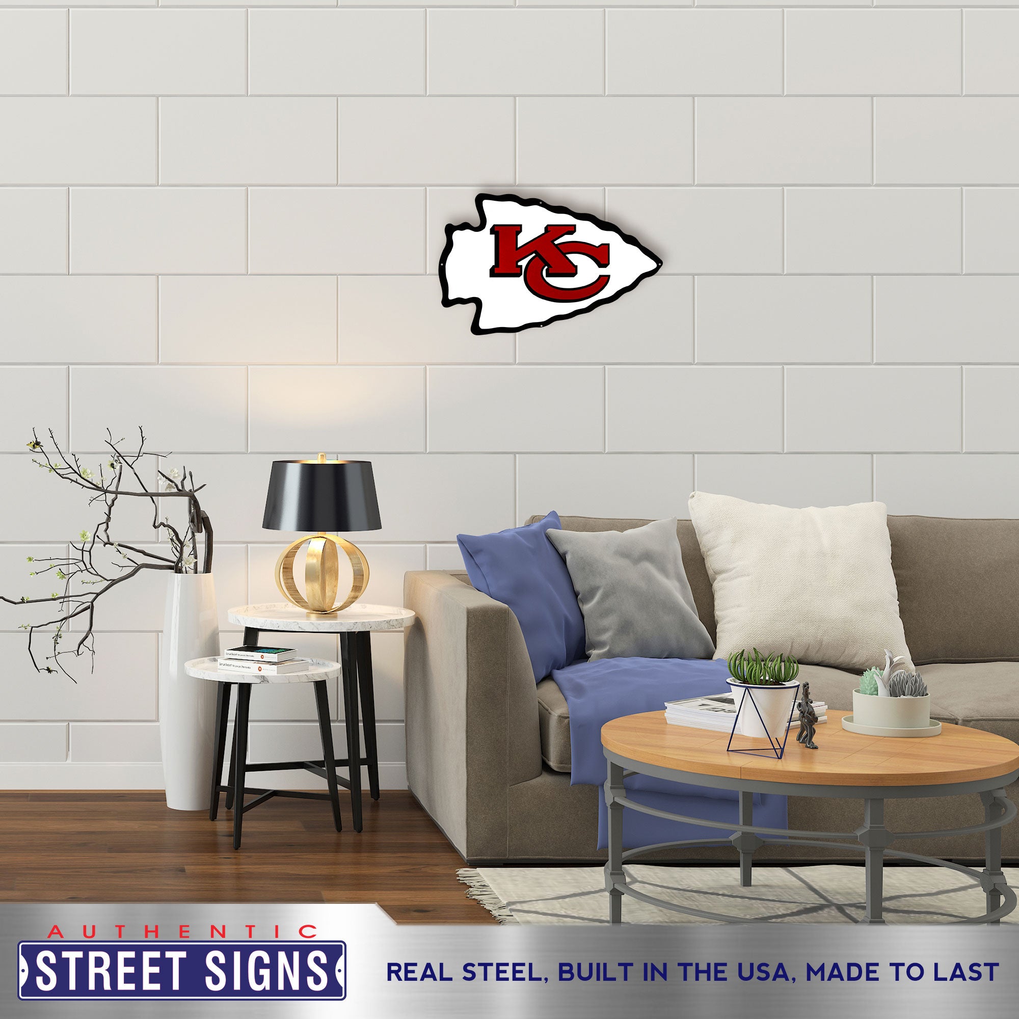 Kansas City Chiefs 24" x 15" Statement Size Steel Laser Cut Sign