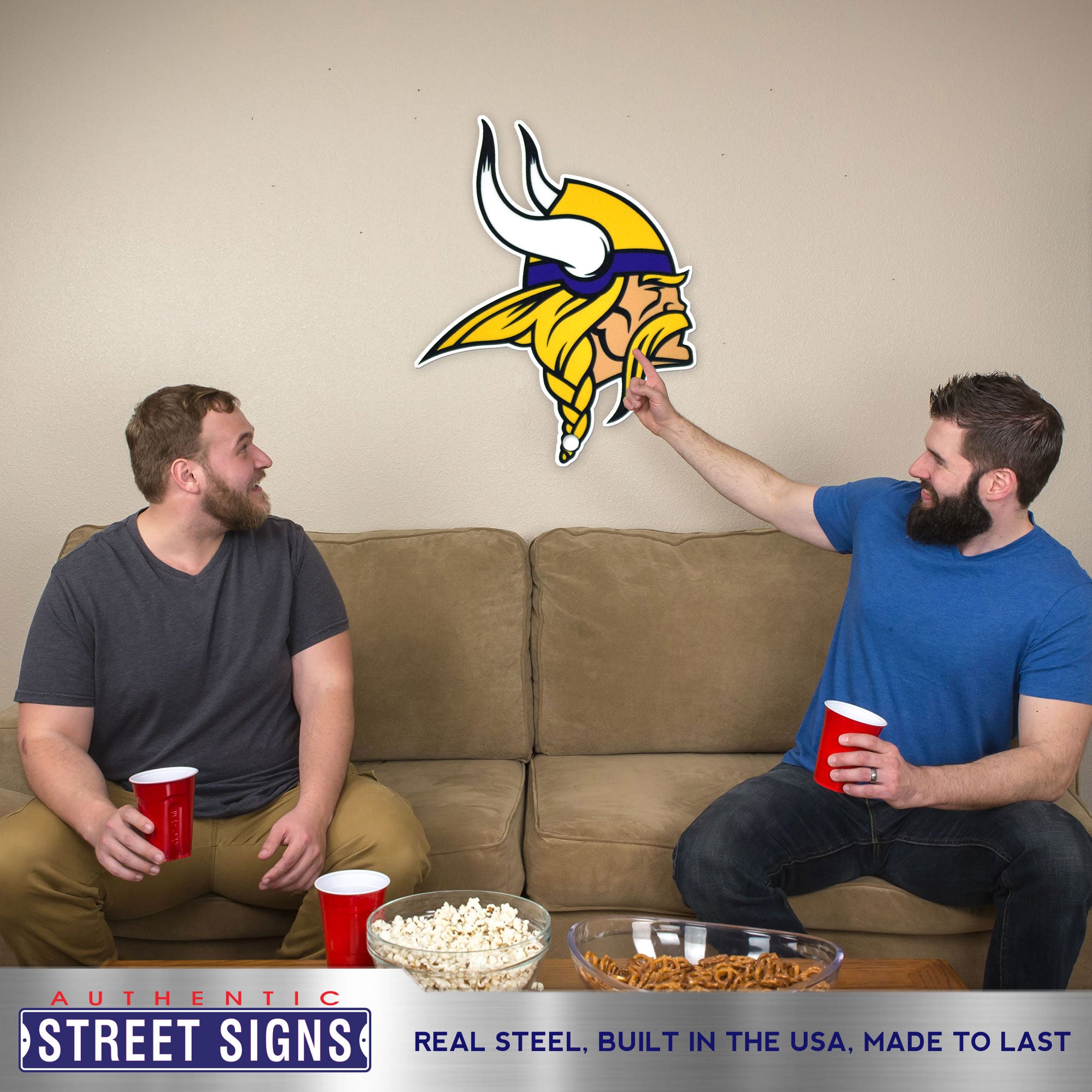 Minnesota Vikings 20"x 16" Statement Size Steel Laser Cut Sign