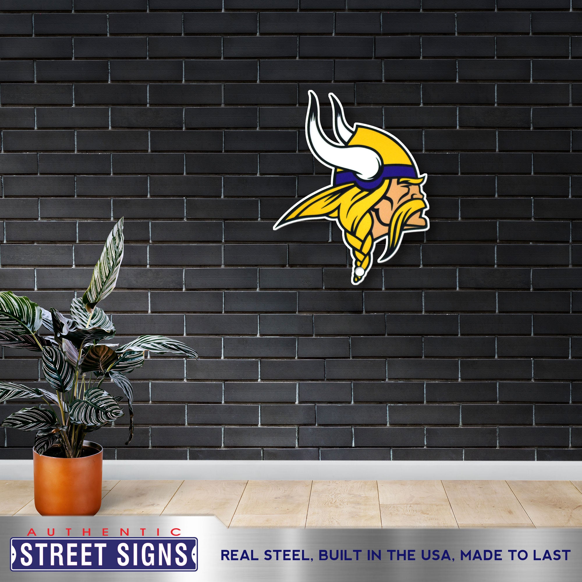 Minnesota Vikings 20"x 16" Statement Size Steel Laser Cut Sign