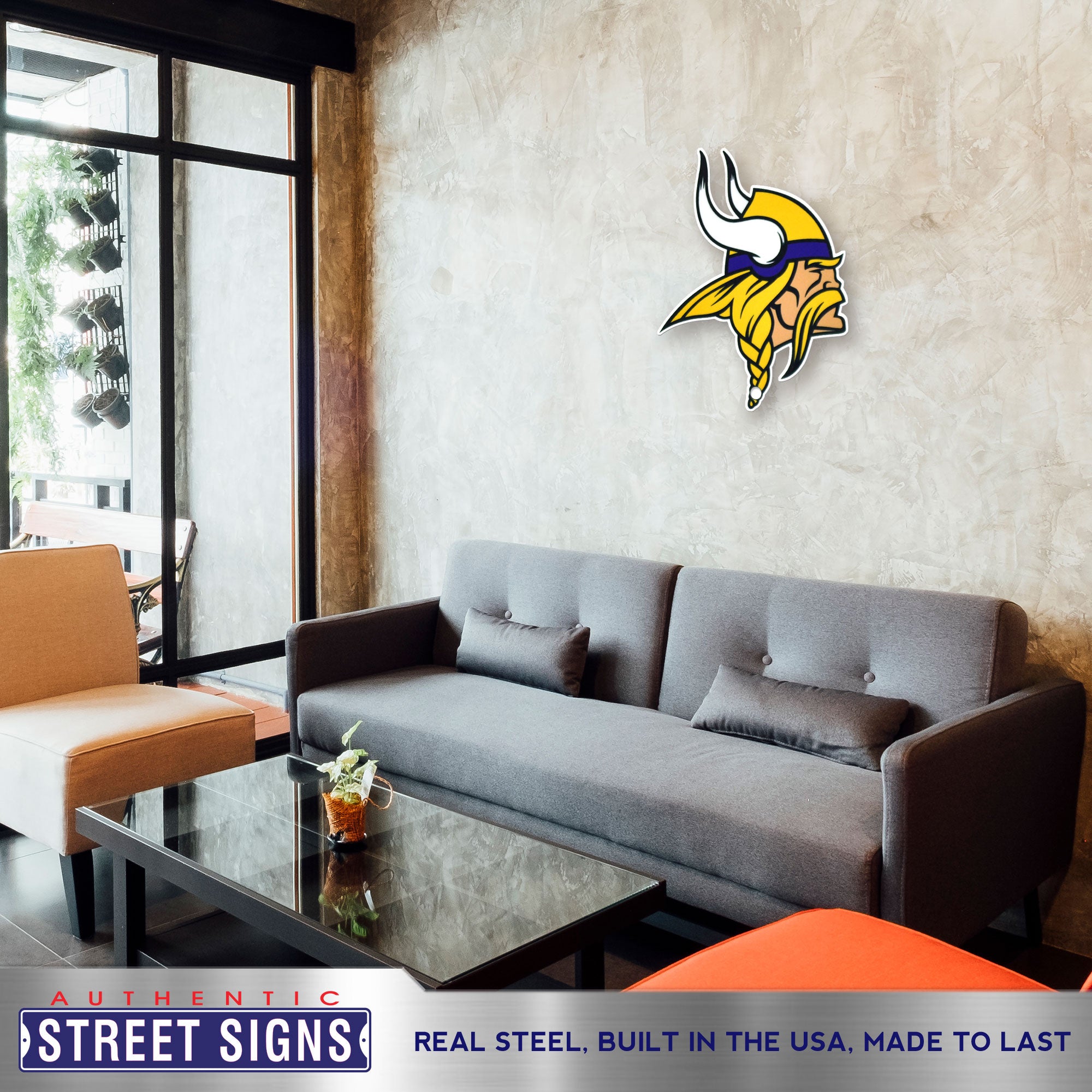 Minnesota Vikings 20"x 16" Statement Size Steel Laser Cut Sign