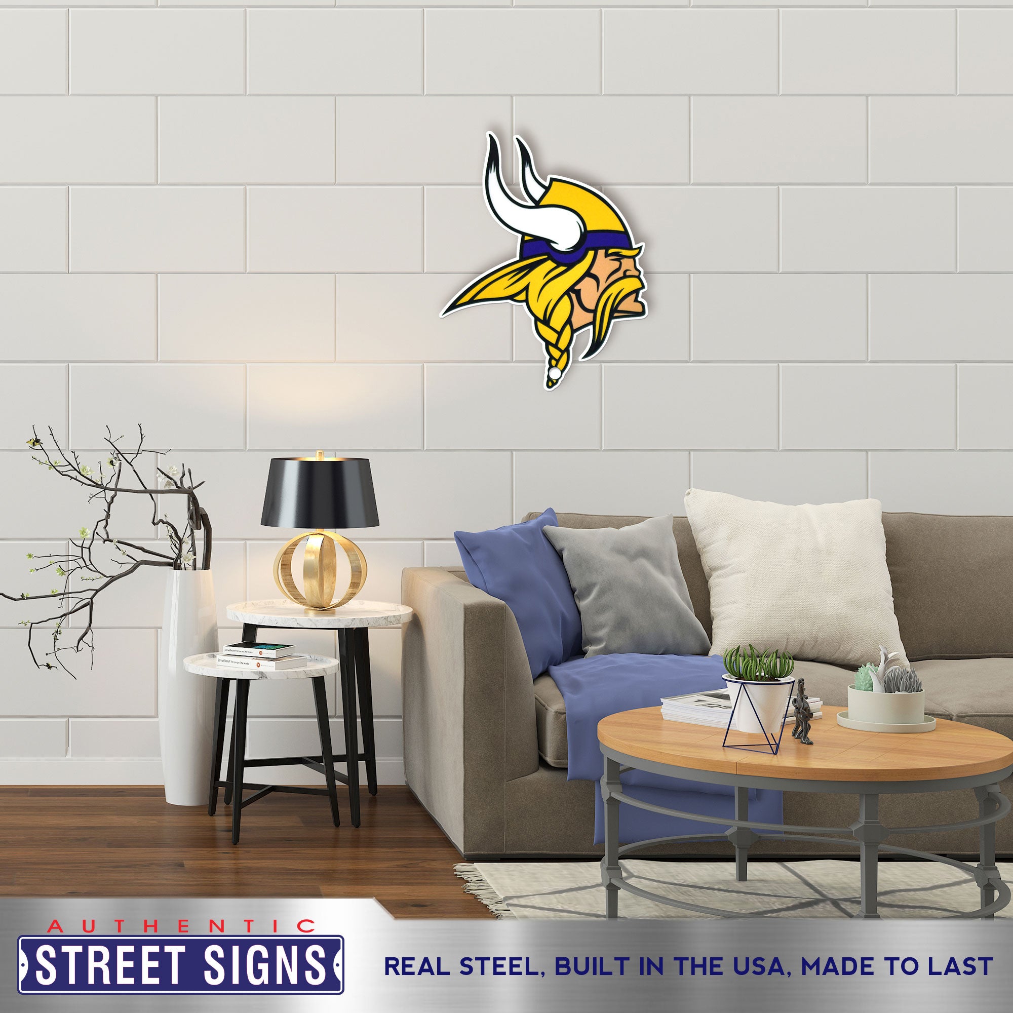 Minnesota Vikings 20"x 16" Statement Size Steel Laser Cut Sign