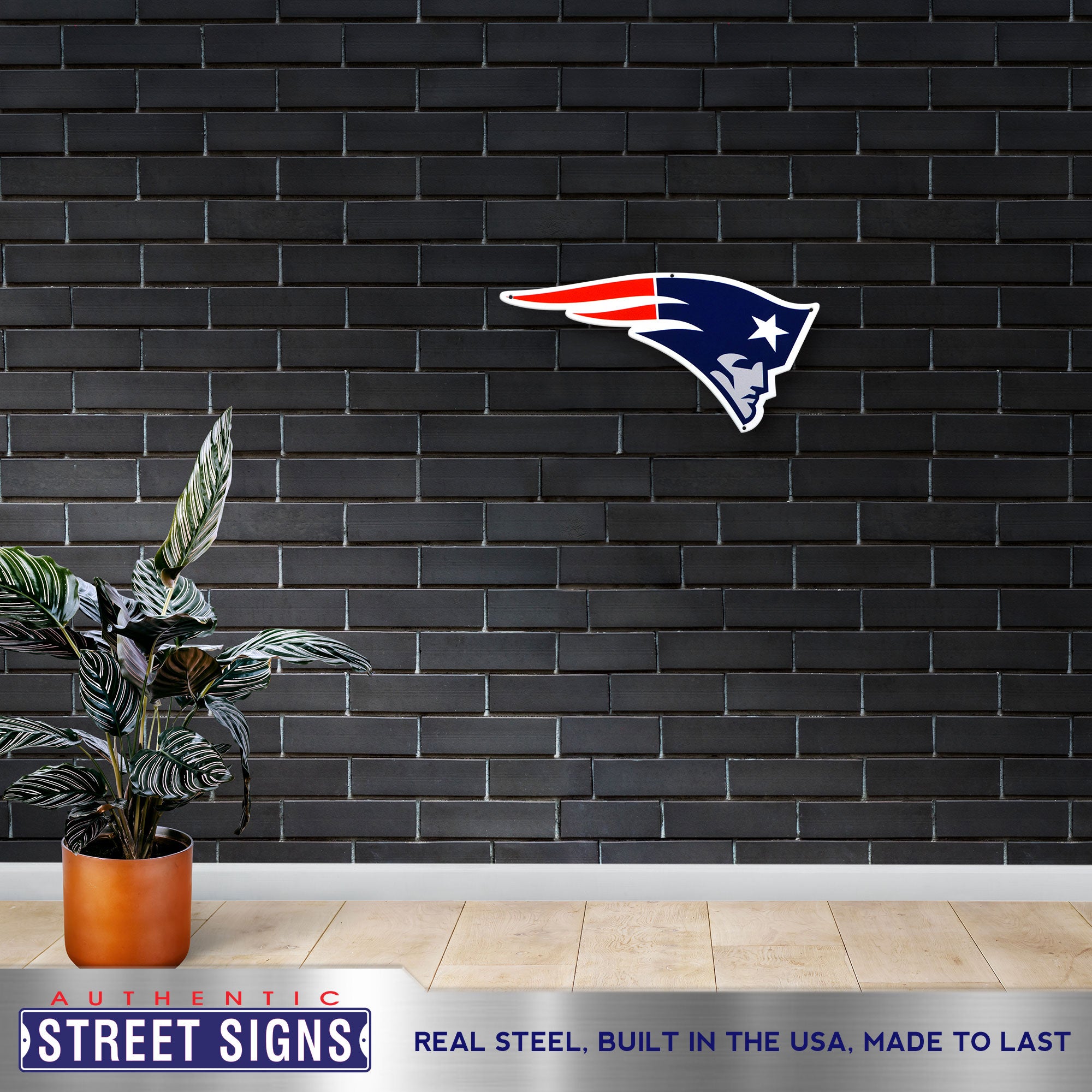 New England Patriots 26" X 13" Statement Size Steel Laser Cut Sign