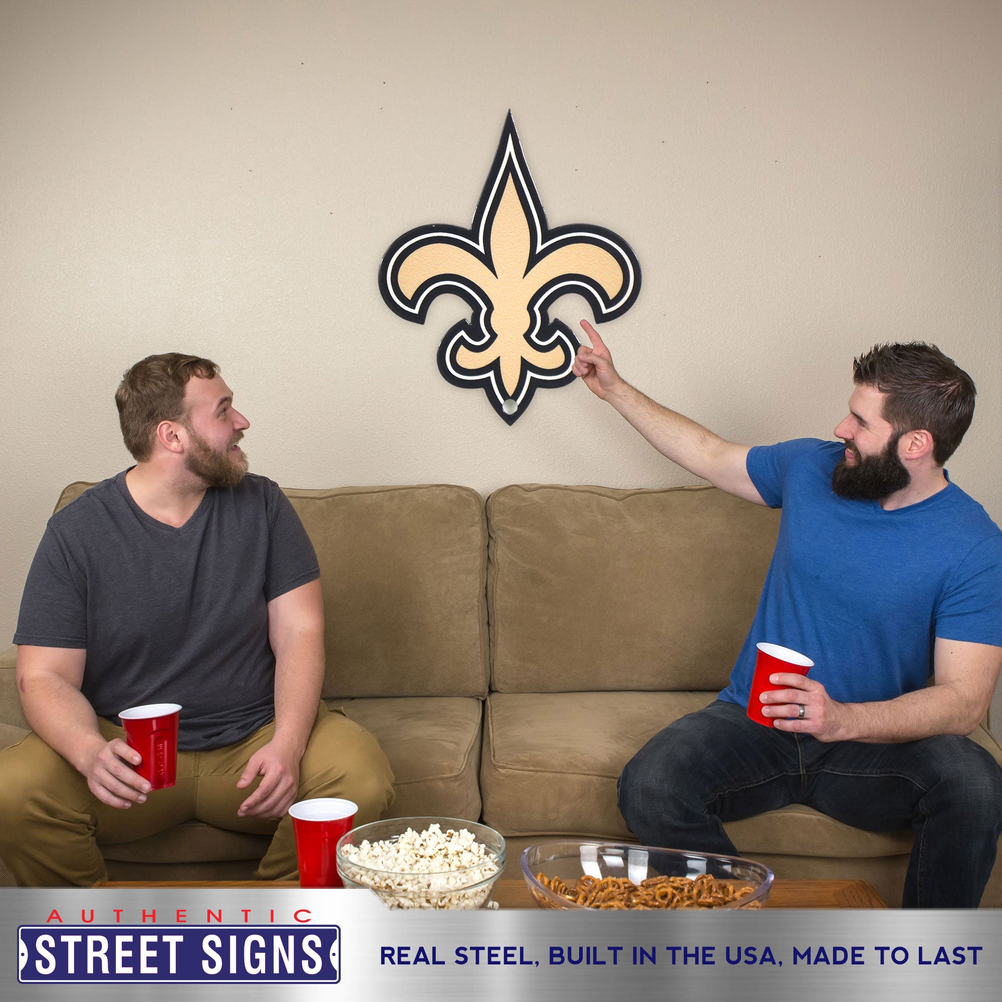 New Orleans Saints 21"x17.5" Statement Size Steel Laser Cut Sign