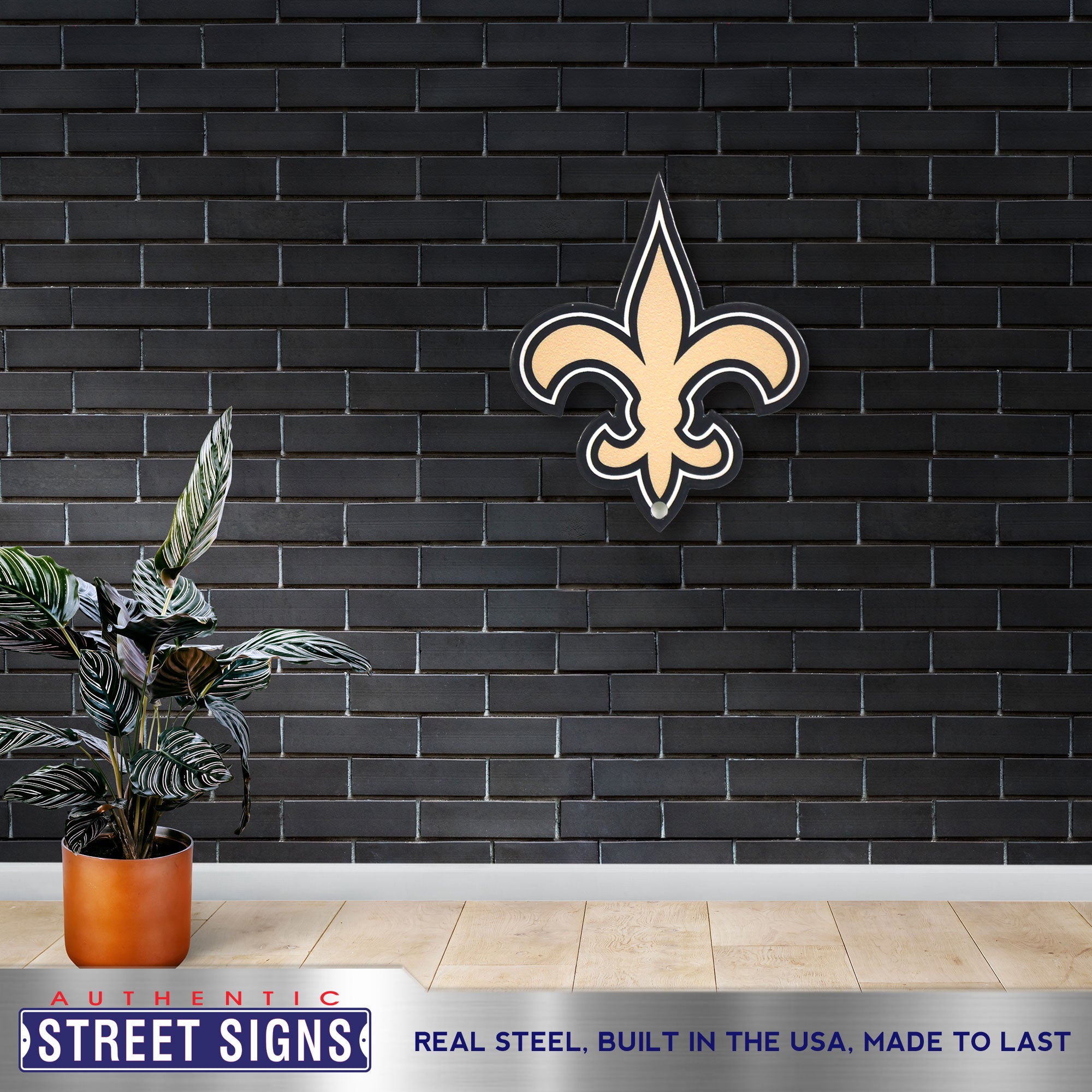 New Orleans Saints 21"x17.5" Statement Size Steel Laser Cut Sign