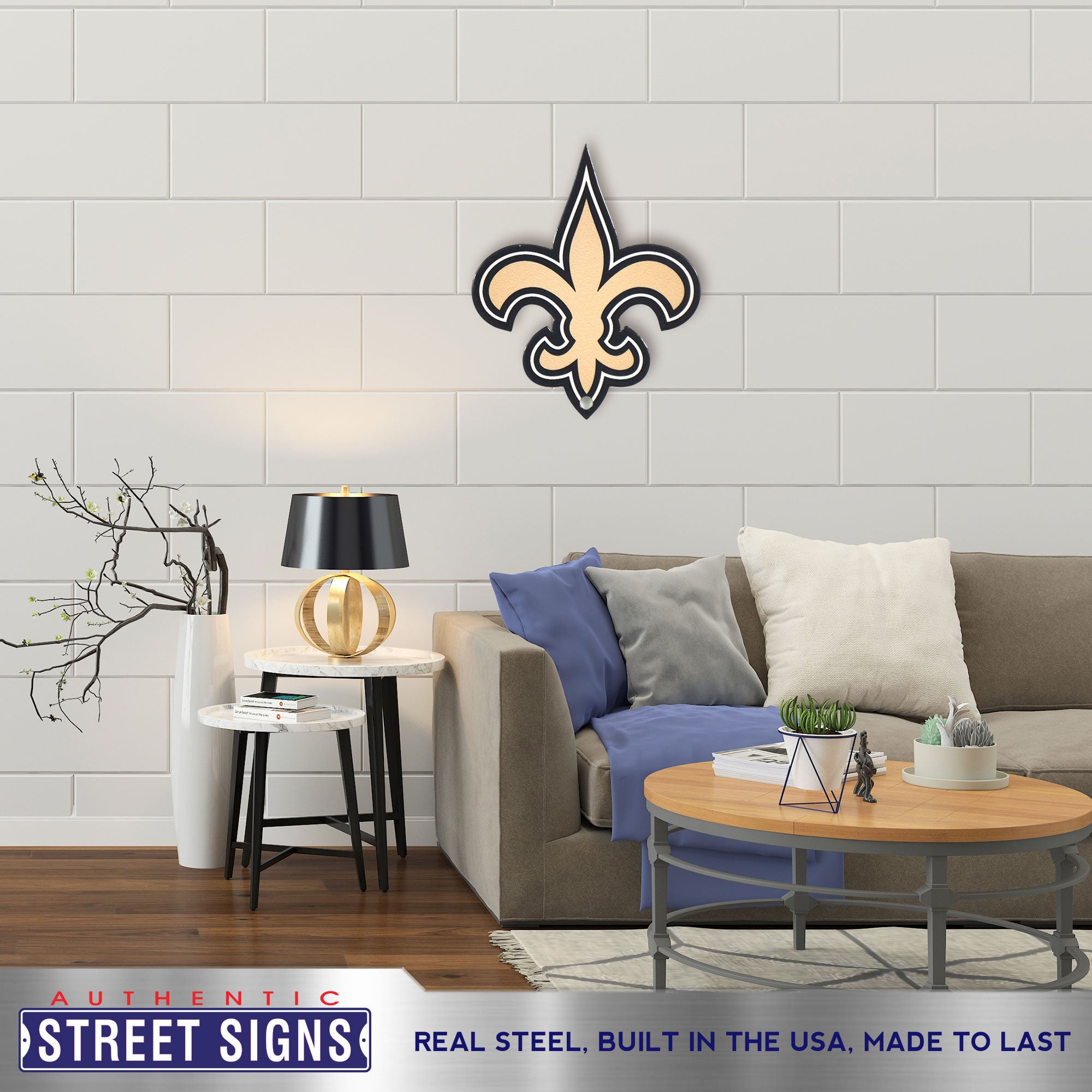 New Orleans Saints 21"x17.5" Statement Size Steel Laser Cut Sign