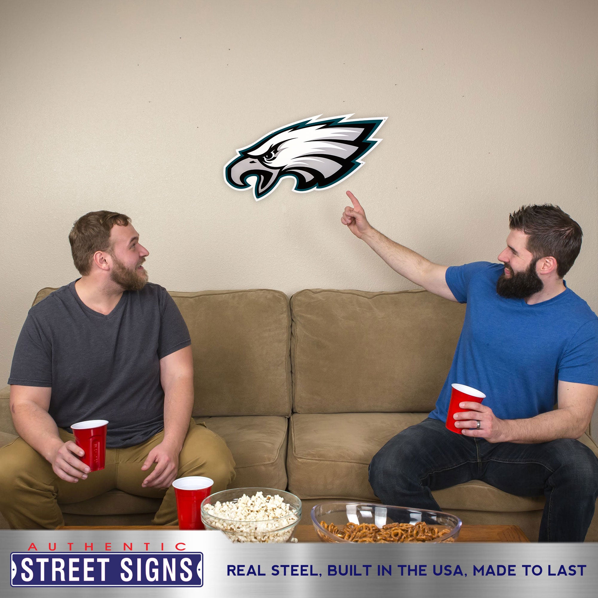 Philadelphia Eagles 26" x 11" Statement Size Steel Laser Cut Sign
