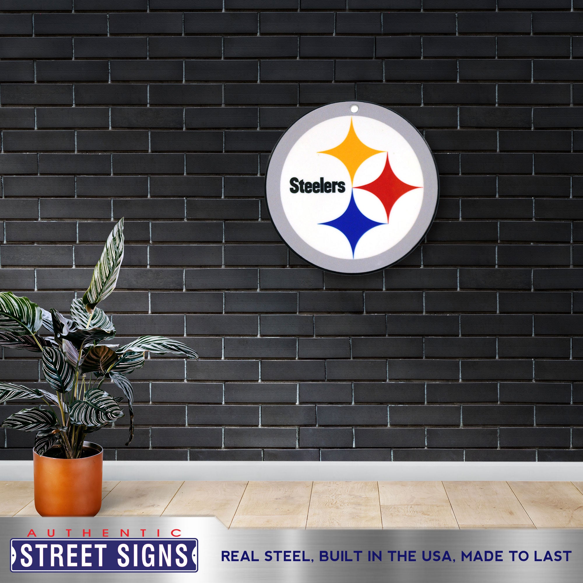 Pittsburgh Steelers 20.5" x 20.5" Statement Size Steel Laser Cut Sign