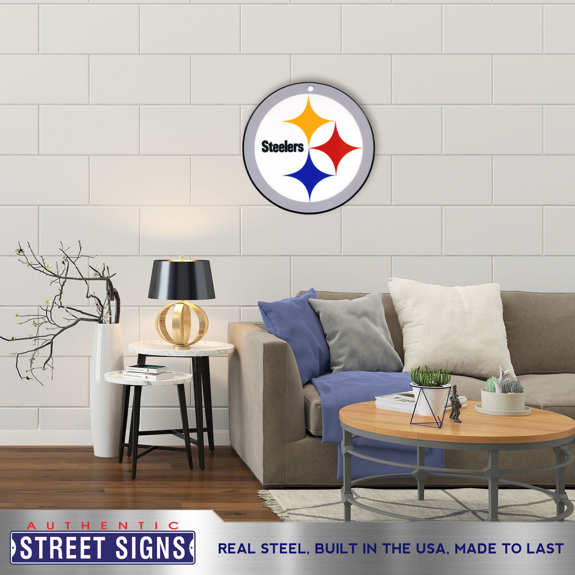 Pittsburgh Steelers 20.5" x 20.5" Statement Size Steel Laser Cut Sign