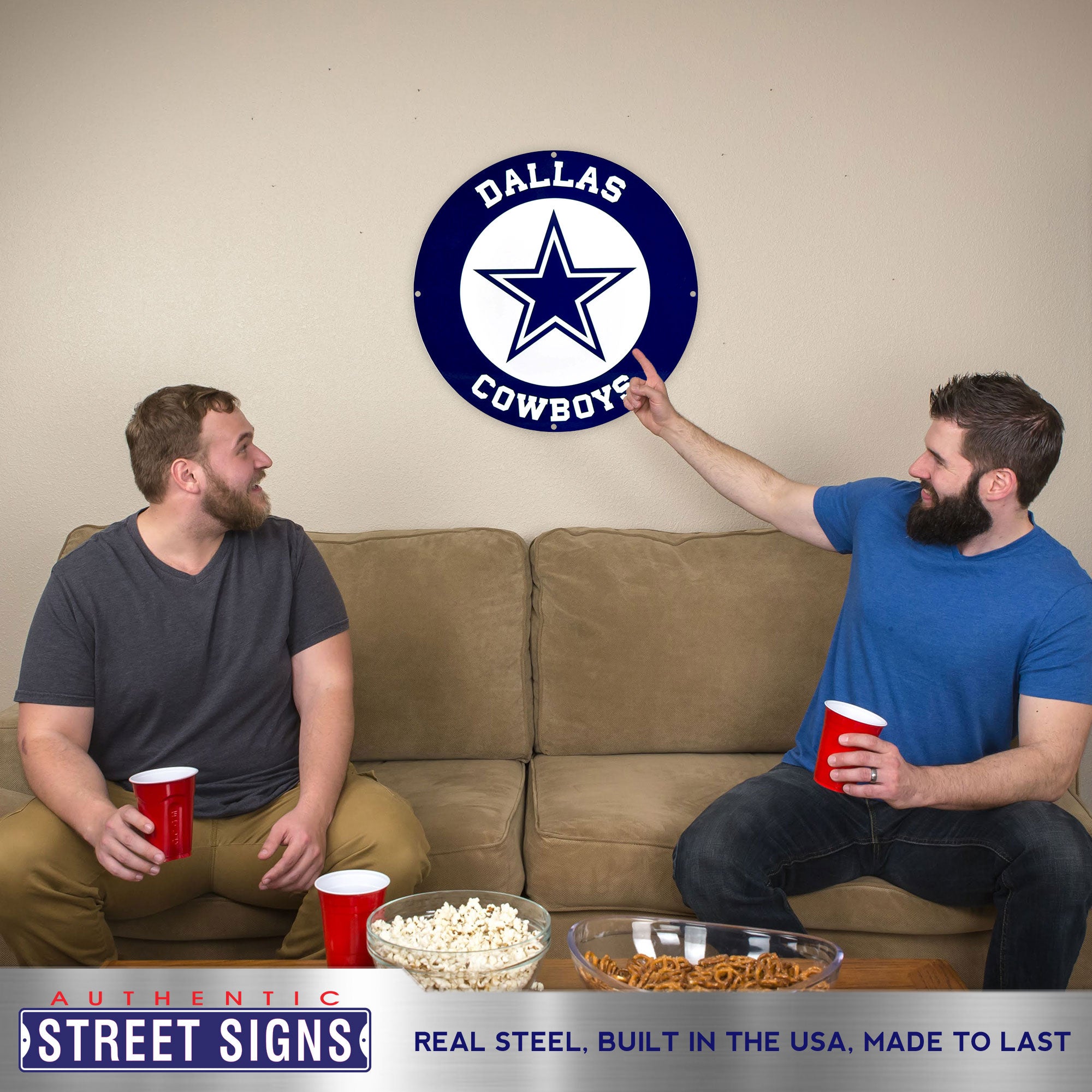 Dallas Cowboys - Circle Logo 20.5" x 20.5" Statement Size Steel Laser Cut Sign