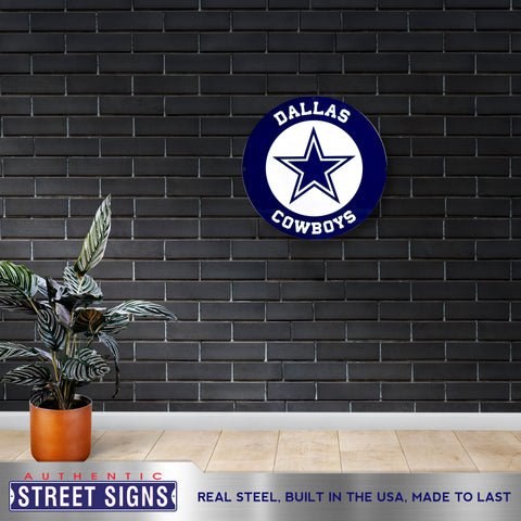 Dallas Cowboys - Circle Logo 20.5 x 20.5 Statement Size Steel Laser –  authenticstreetsigns