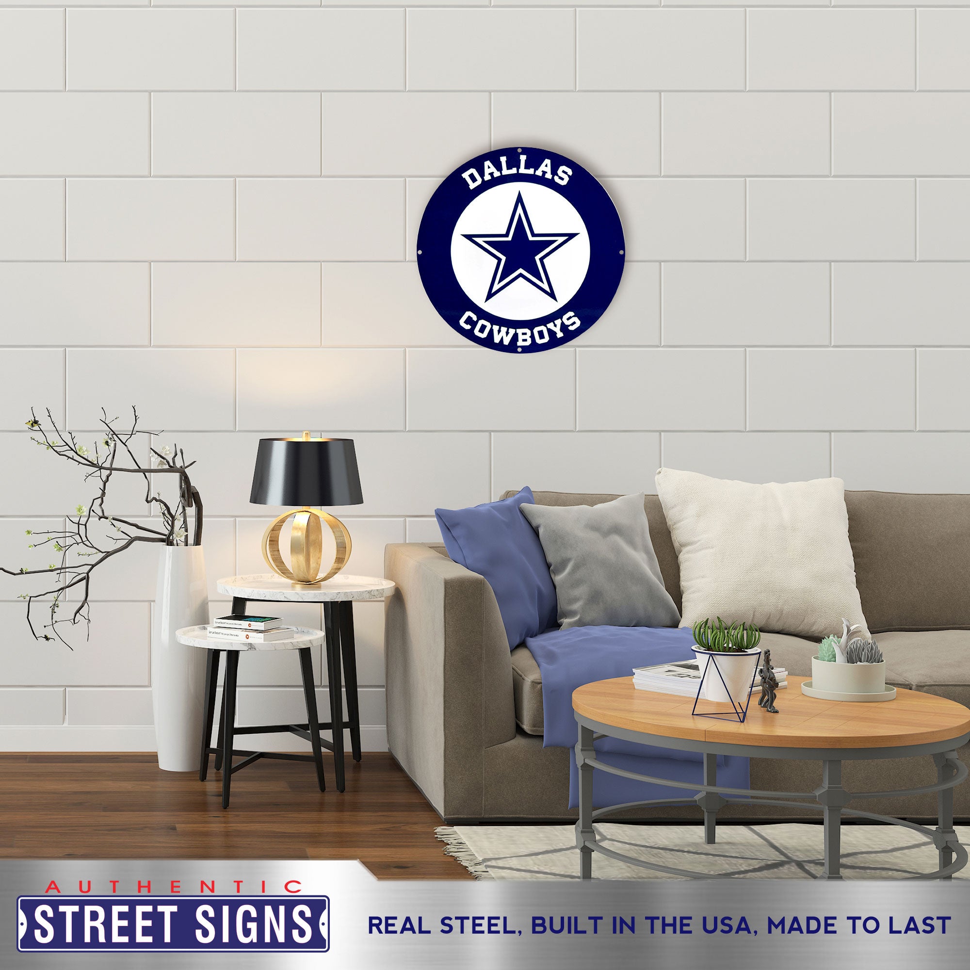 Dallas Cowboys - Circle Logo 20.5" x 20.5" Statement Size Steel Laser Cut Sign