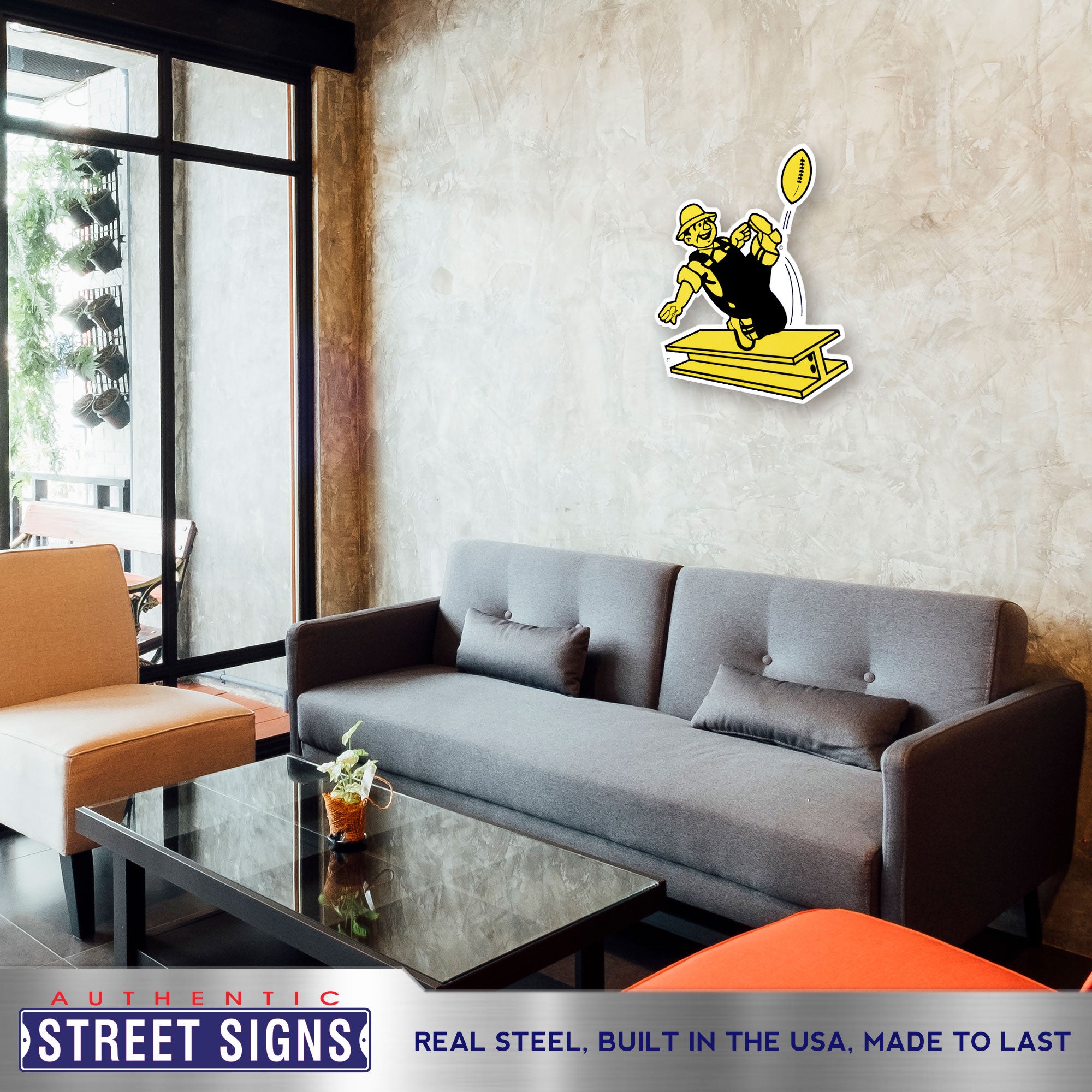 Pittsburgh Steelers - Vintage Logo 20-24" Statement Size Steel Laser Cut Sign