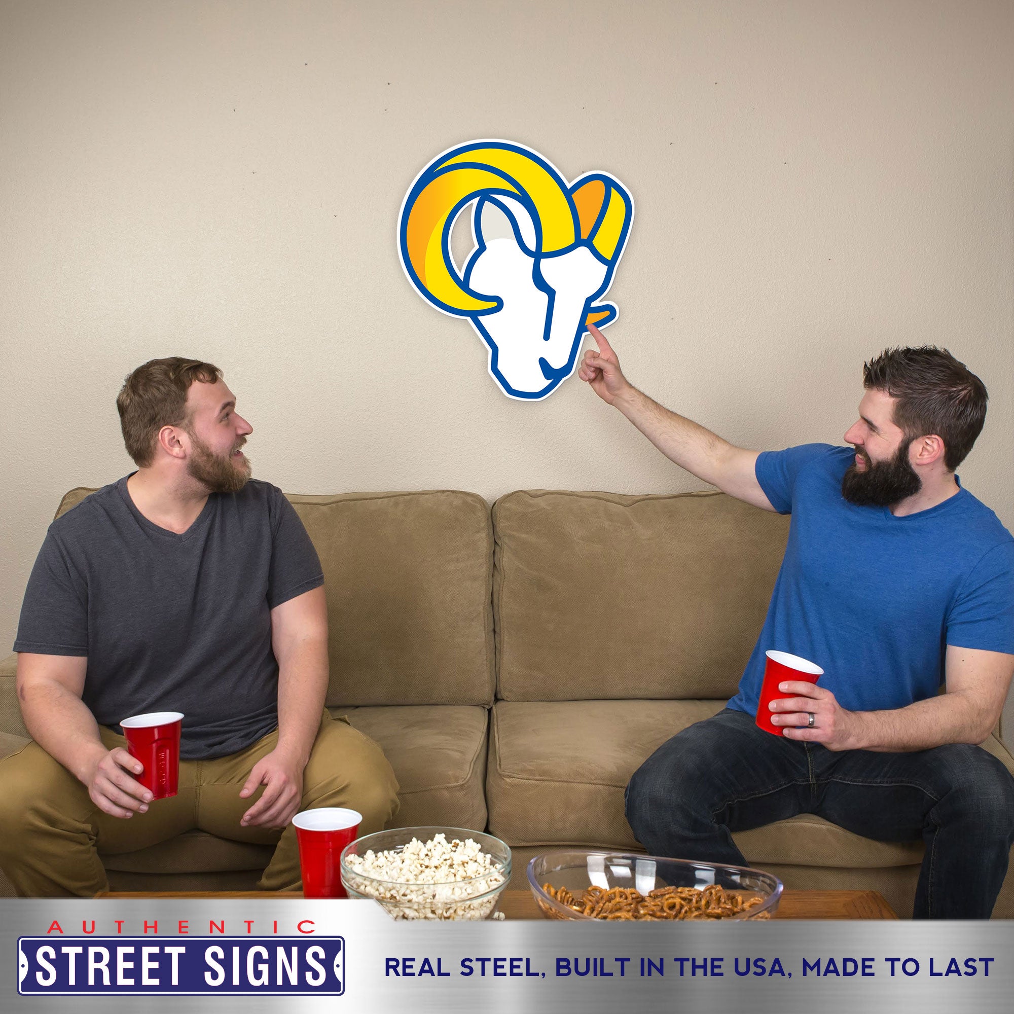 Los Angeles Rams 20-24" Statement Size Steel Laser Cut Sign