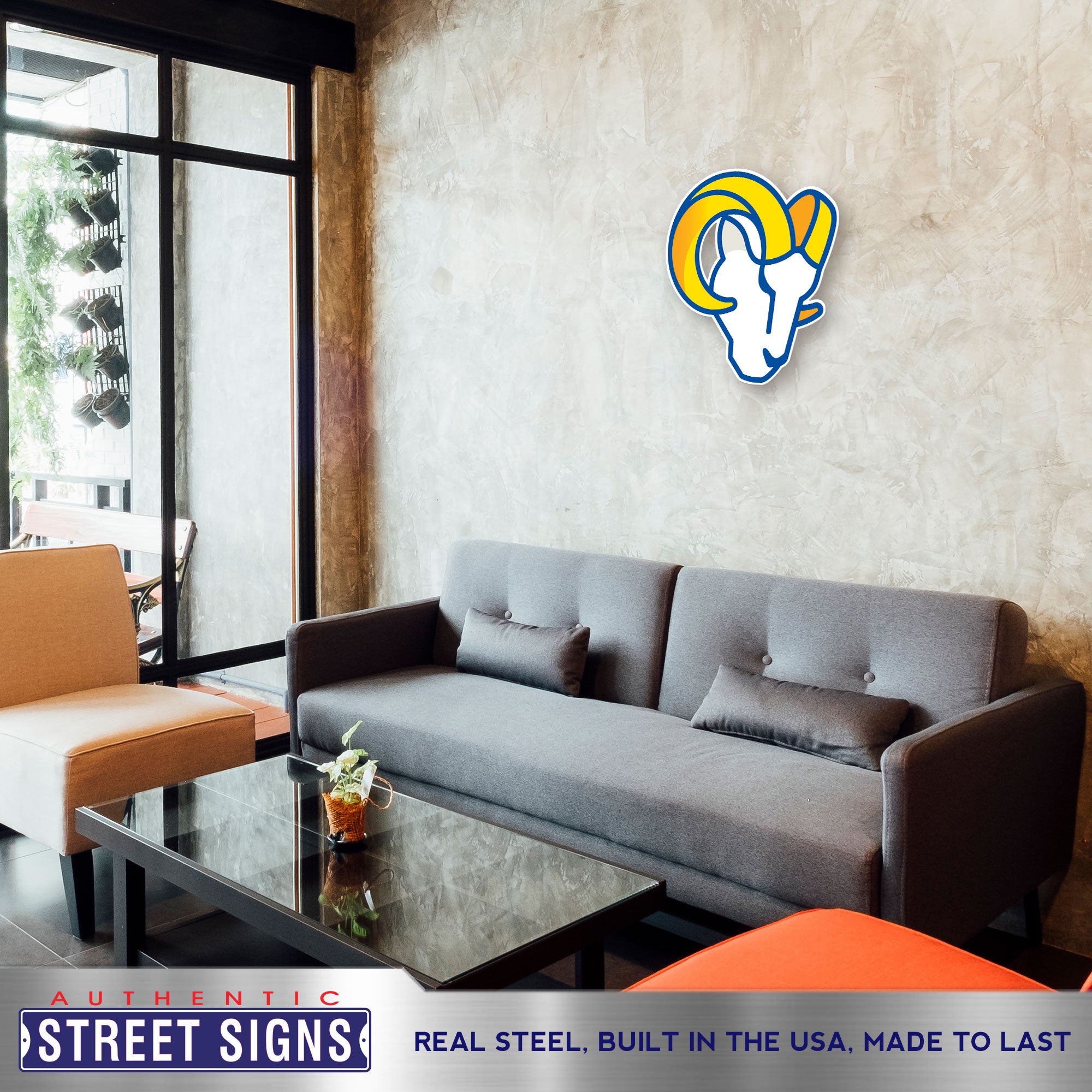 Los Angeles Rams 20-24" Statement Size Steel Laser Cut Sign