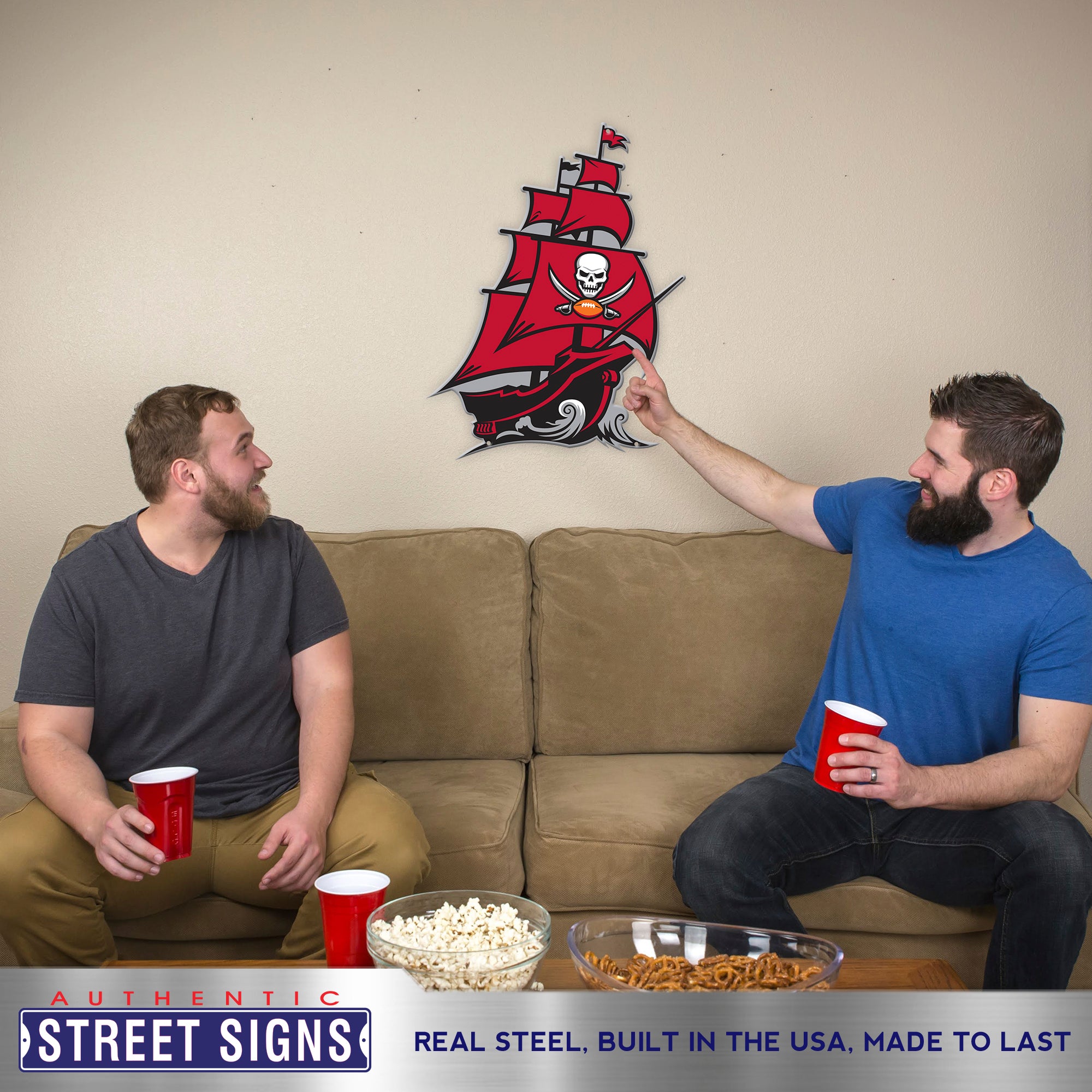 Tampa Bay Buccaneers - Pirate Ship 24" Statement Size Steel Laser Cut Sign