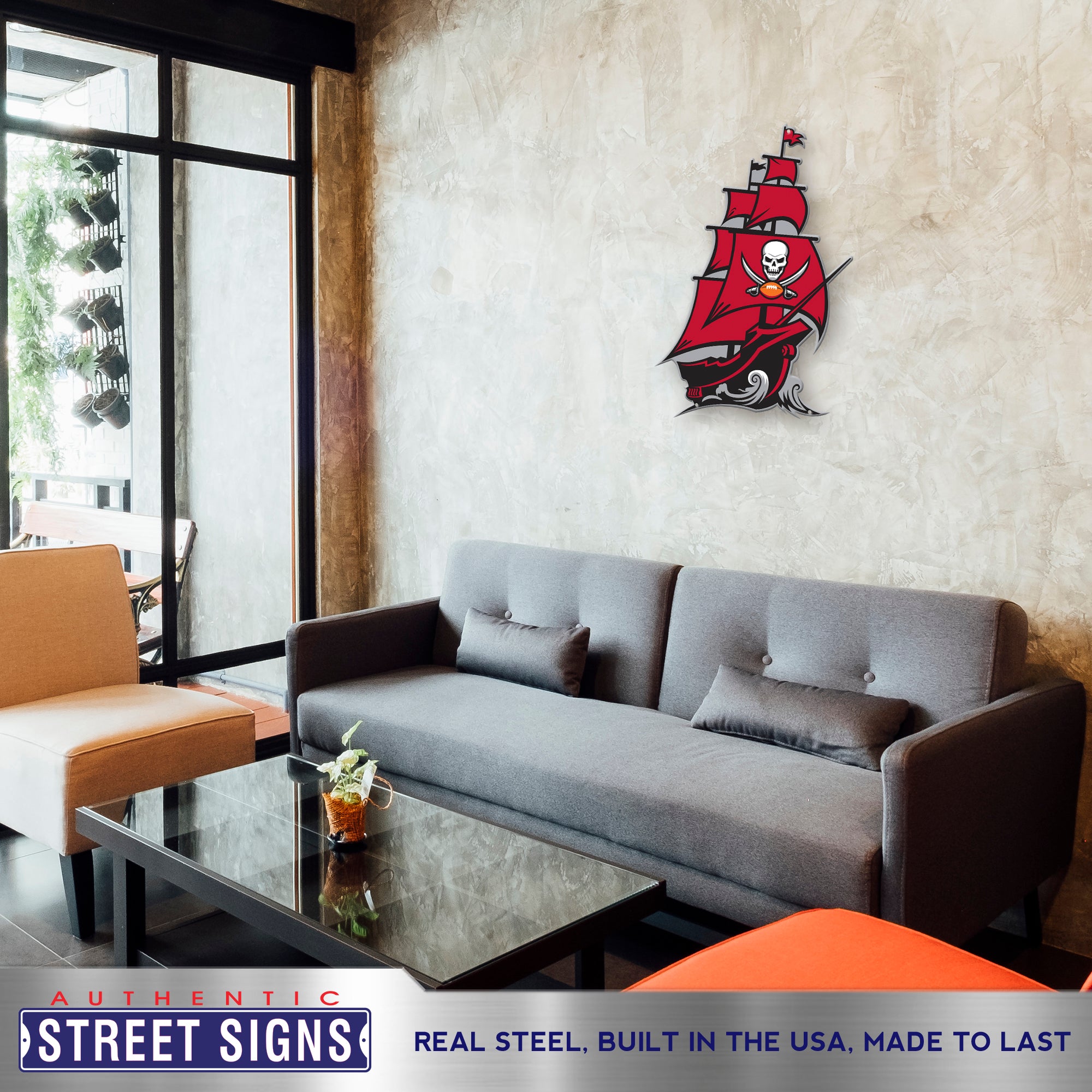 Tampa Bay Buccaneers - Pirate Ship 24" Statement Size Steel Laser Cut Sign