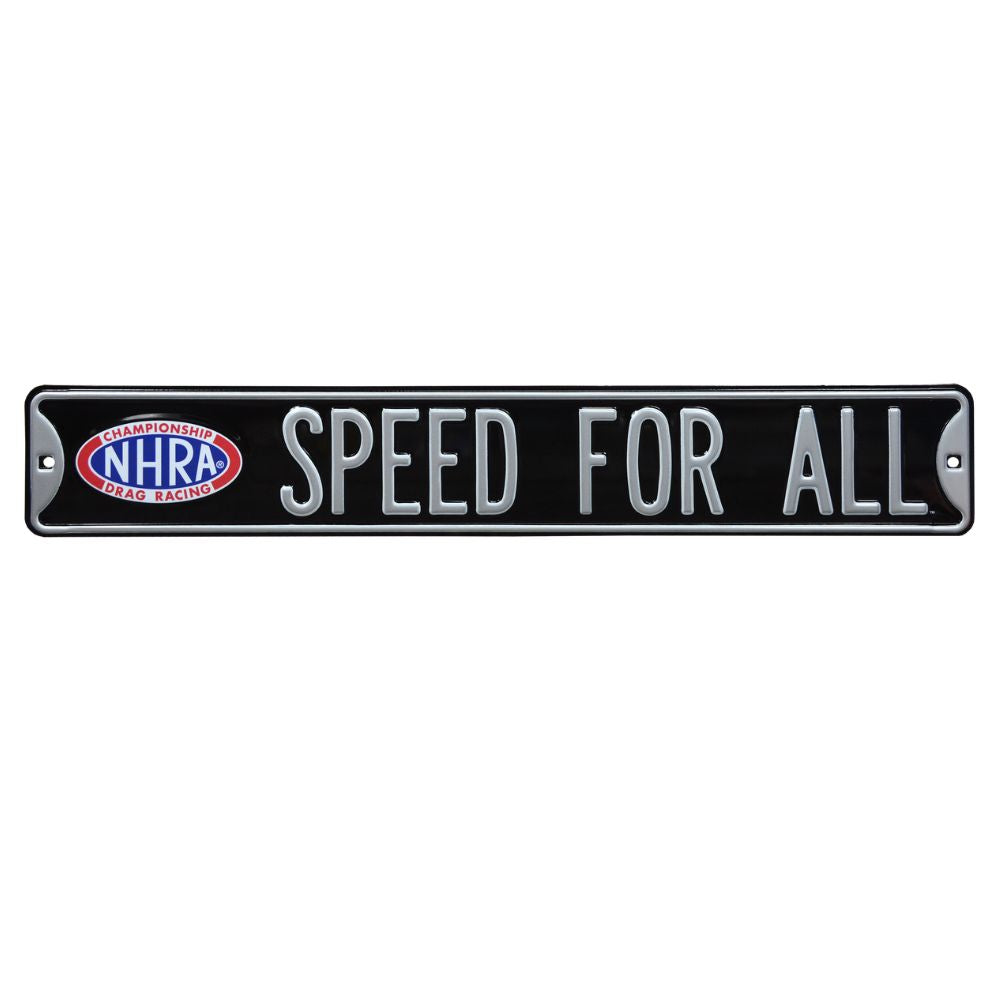 NHRA - SPEED FOR ALL - Embossed Steel Street Sign- BLACK